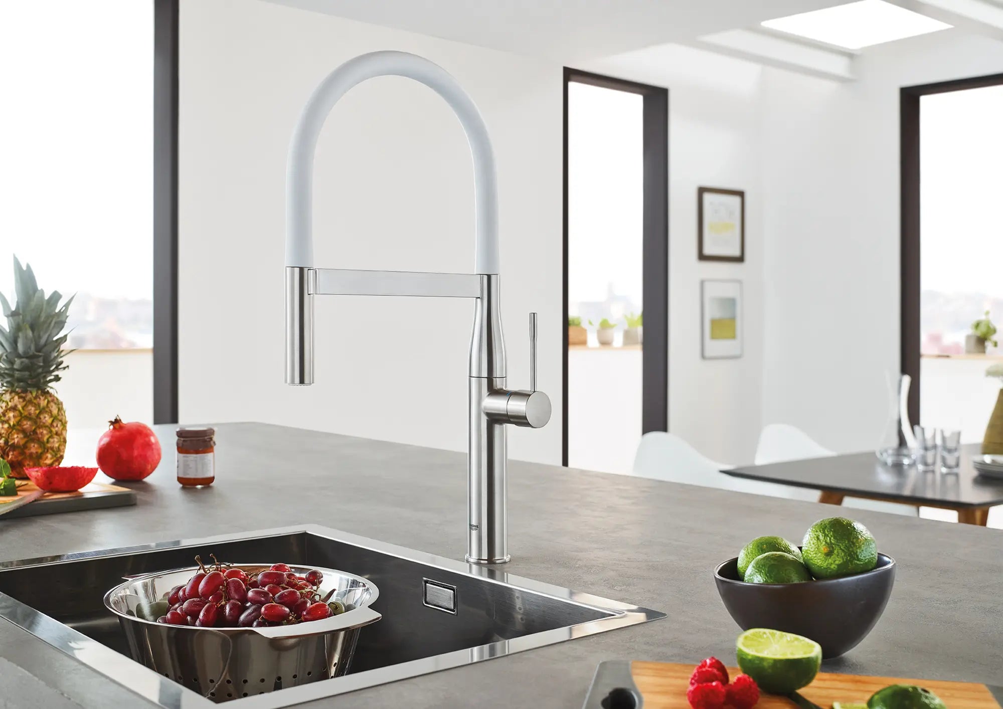 Essence Single-Handle Semi-Pro Dual Spray Kitchen Faucet 1.75 GPM (6.6 L/min) // SUPERSTEEL INFINITYFINISH // 164879_B-30295DC0_White_0_CDNwebp.webp