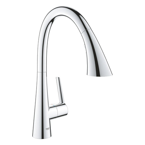 GROHE Zedra Single-Handle Pull Down Kitchen Faucet Triple Spray 1.75 GPM (6.6 L/min) - GROHE StarLight Chrome