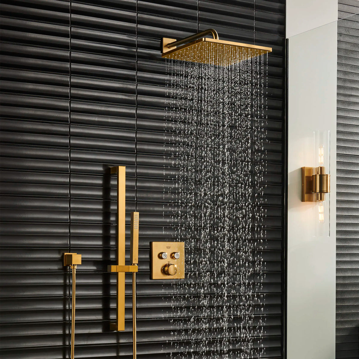 Euphoria Cube+ Stick Hand Shower - 1 Spray, 1.75 GPM (6.6 L/min) // BRUSHED COOL SUNRISE // 165878_Rainshower_EnvironmentCloseUp_26570GN0_29141GN0_26867GN0_27892GN0_0004_Aug2023_0_CDNwebp_5a5dedfd-a5e6-42ed-8a40-b1a614db3b2c.webp