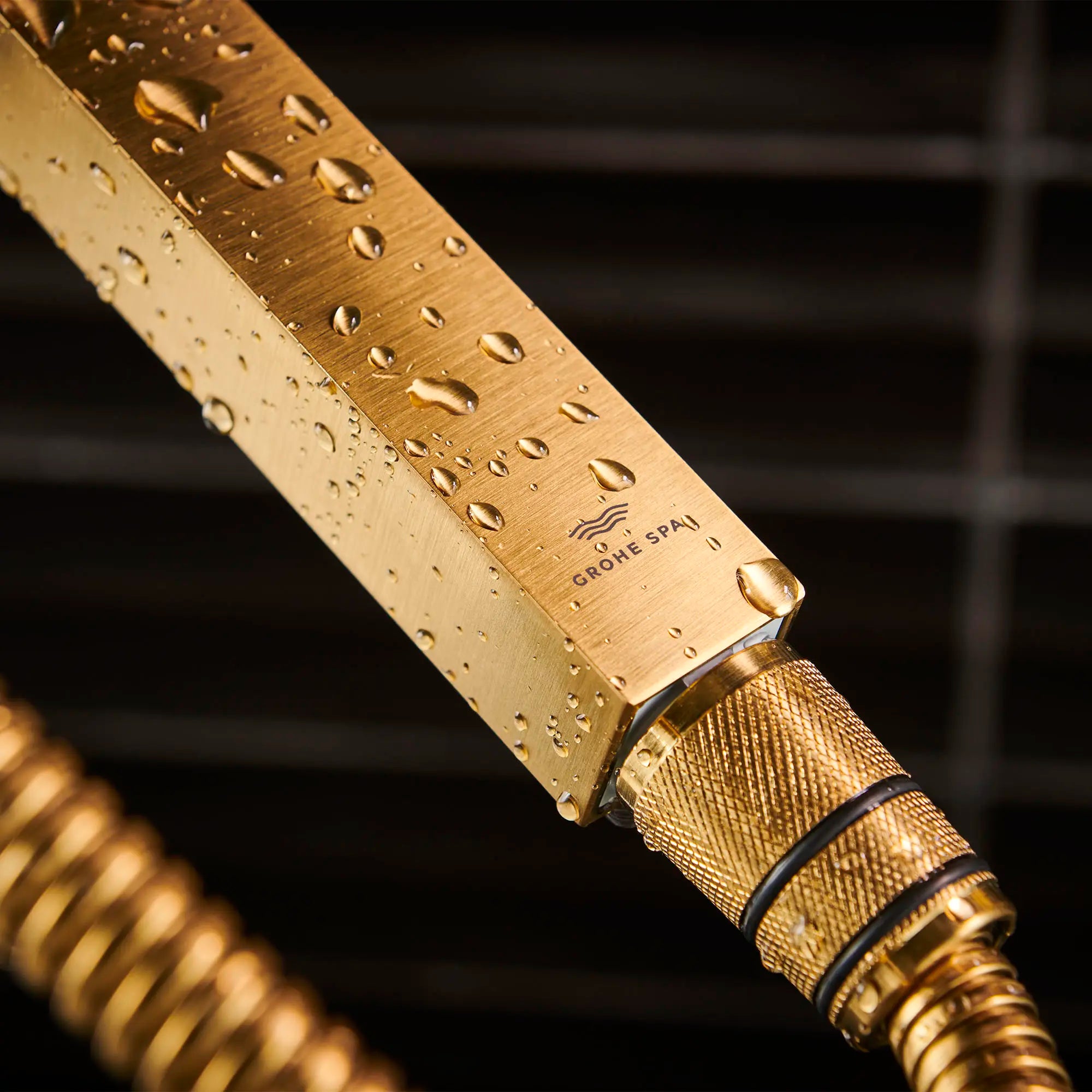 Euphoria Cube+ Stick Hand Shower - 1 Spray, 1.75 GPM (6.6 L/min) // BRUSHED COOL SUNRISE // 165881_RainshowerAqua_EnvironmentCloseUp_26867GN0_0001_Aug2023_0_CDNwebp_665098ce-51de-42de-96b7-945a8607ac44.webp