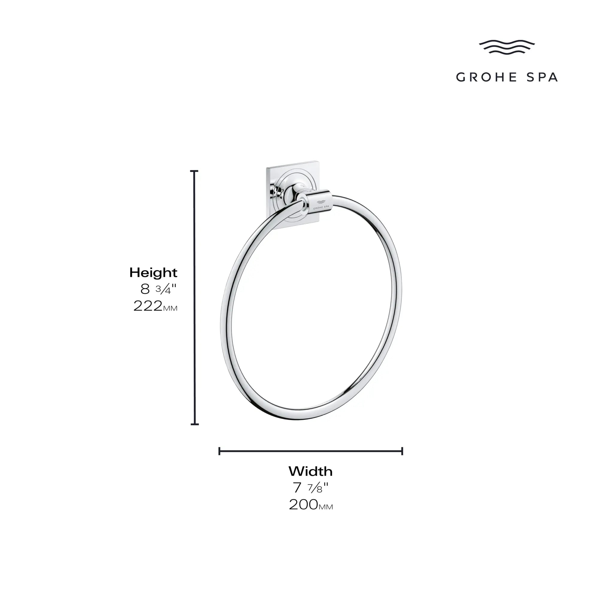 Allure Towel Ring // GROHE STARLIGHT CHROME // 165887_Allure_Infographic_40339_0001_AUG2023_2_CDNwebp.webp