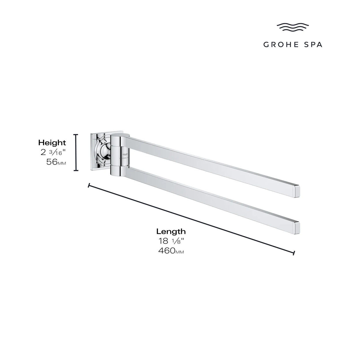 Allure 24" Double Towel Bar // GROHE STARLIGHT CHROME // 165973_Allure_Infographic_40342_0001_AUG2023_0_CDNwebp_43999dc0-55b6-444a-b186-922cc774045e.webp