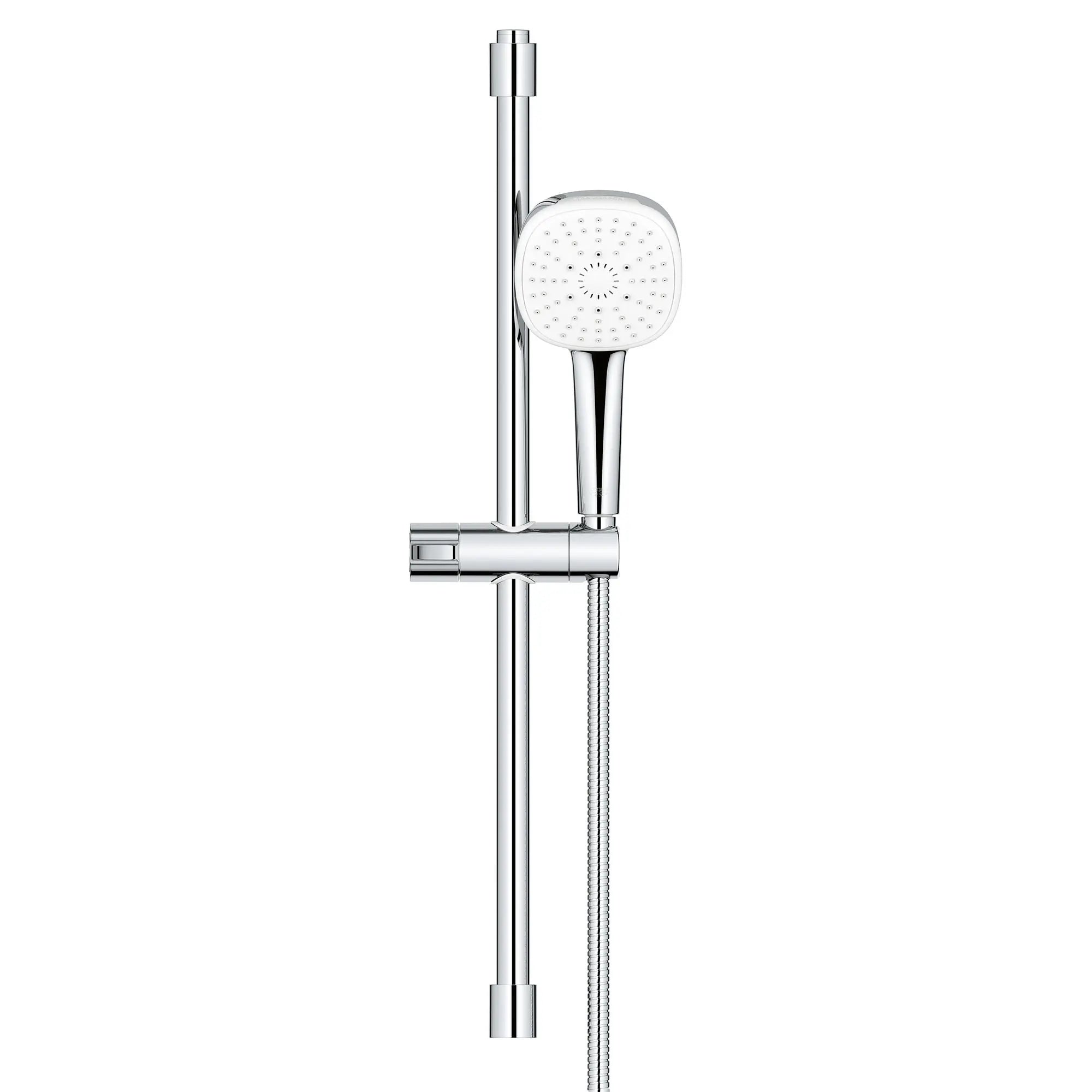 Tempesta Square 110 24" Shower Rail Set, 3-Spray, 1.75 GPM (6.6 L/min) // GROHE STARLIGHT CHROME // 166142_TempestaCube_SiloFront_26906002_0001_Aug2023_0_CDNwebp.webp