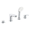 [25277003] Eurosmart 4-Hole Single Handle Deck Mount Roman Tub Faucet with 1.5 gpm (5.7 L/min) Hand Shower - Brushed Nickel InfinityFinish