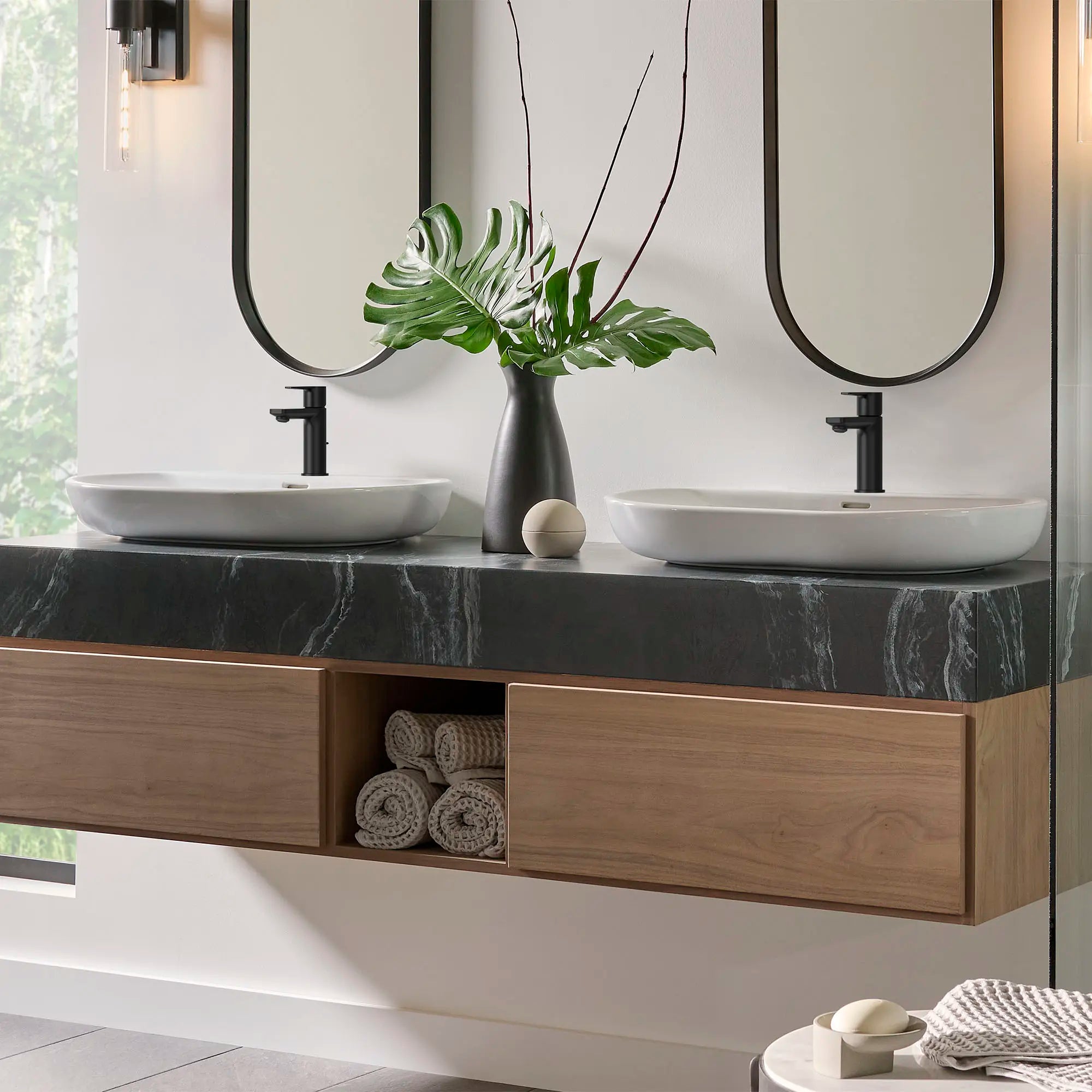 Single Hole Single-Handle XS-Size Bathroom Faucet, 1.2 GPM (4.5 L/min) // MATTE BLACK // 176791_Lineare_EnvironmentCloseUp_23824243A_0001_Aug2023_0_CDNwebp.webp