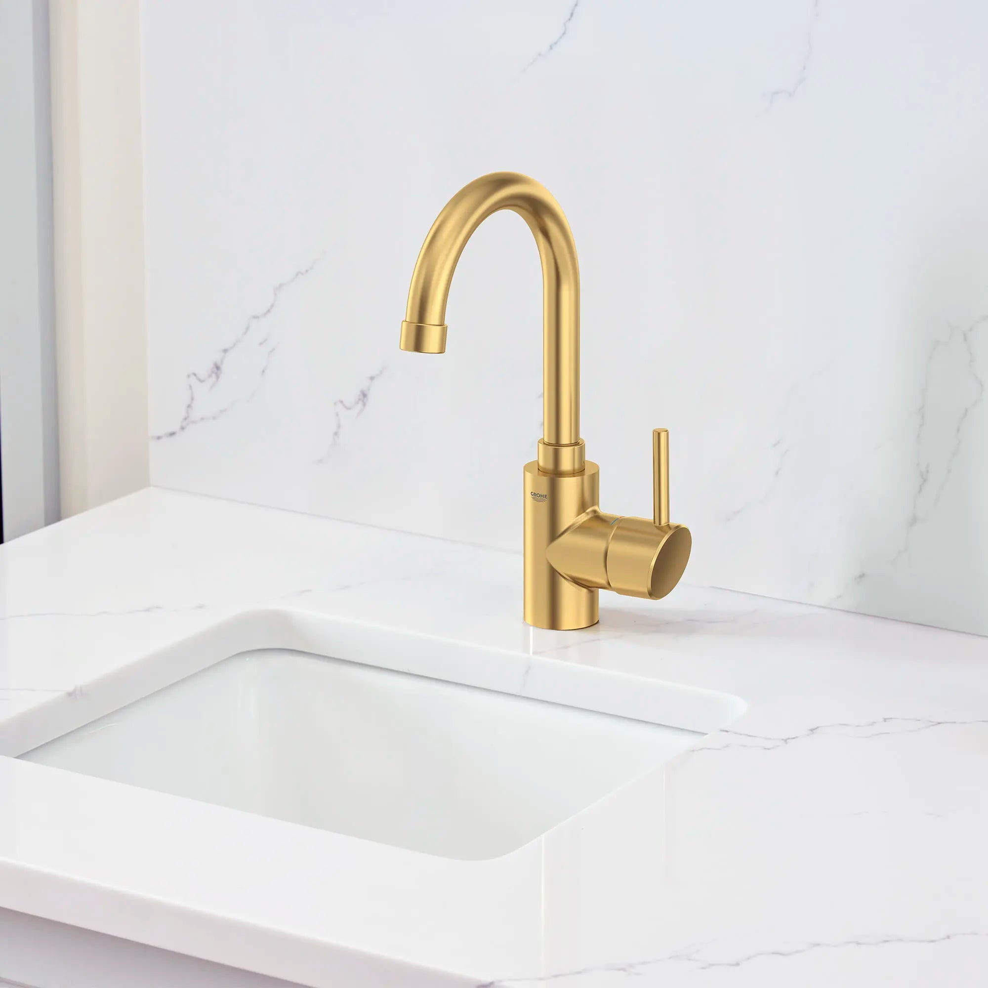 Single-Handle Bar Faucet 5.7 L/min (1.5 gpm) // BRUSHED COOL SUNRISE // 185613_Concetto_EnvironmentCloseup_31518GN0_0001_Sept2023_0_CDNwebp.webp