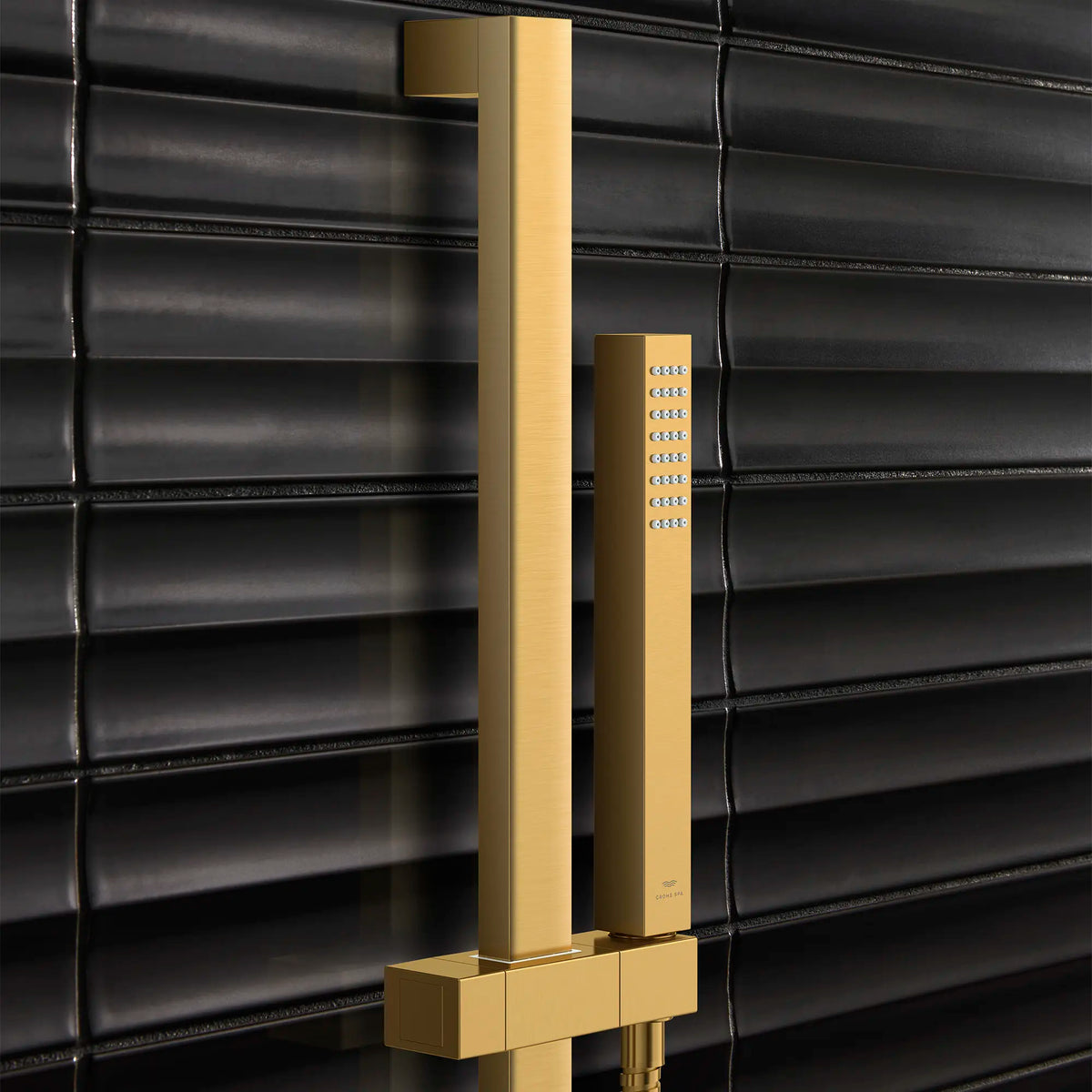 Euphoria Cube+ Stick Hand Shower - 1 Spray, 1.75 GPM (6.6 L/min) // BRUSHED COOL SUNRISE // 186506_Rainshower_EnvironmentCloseUp_26867GN0_27892GN0_0001_Sept2023_0_CDNwebp_00a7ea54-57e7-4047-8631-5f3725ecccb1.webp