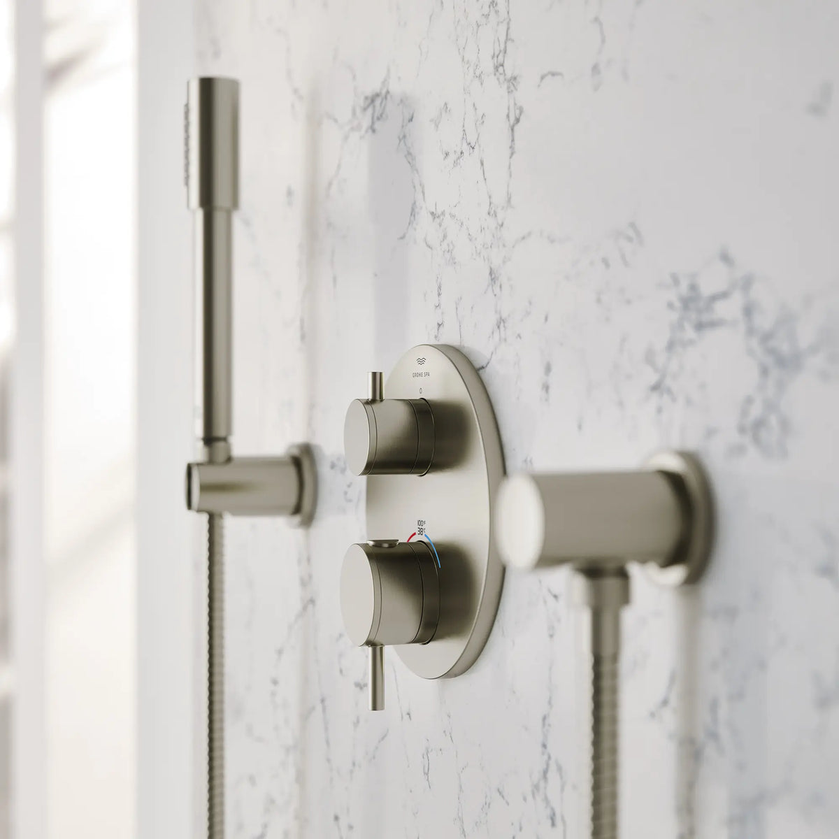 Atrio Dual Function 2-Handle Thermostatic Valve Trim // BRUSHED NICKEL INFINITYFINISH // 186624_Atrio_EnvironmentCloseUp_24361EN0_26866EN0_0001_Oct2023_0_CDNwebp_60e45282-2eae-40e3-8ccb-07ad6c18871f.webp