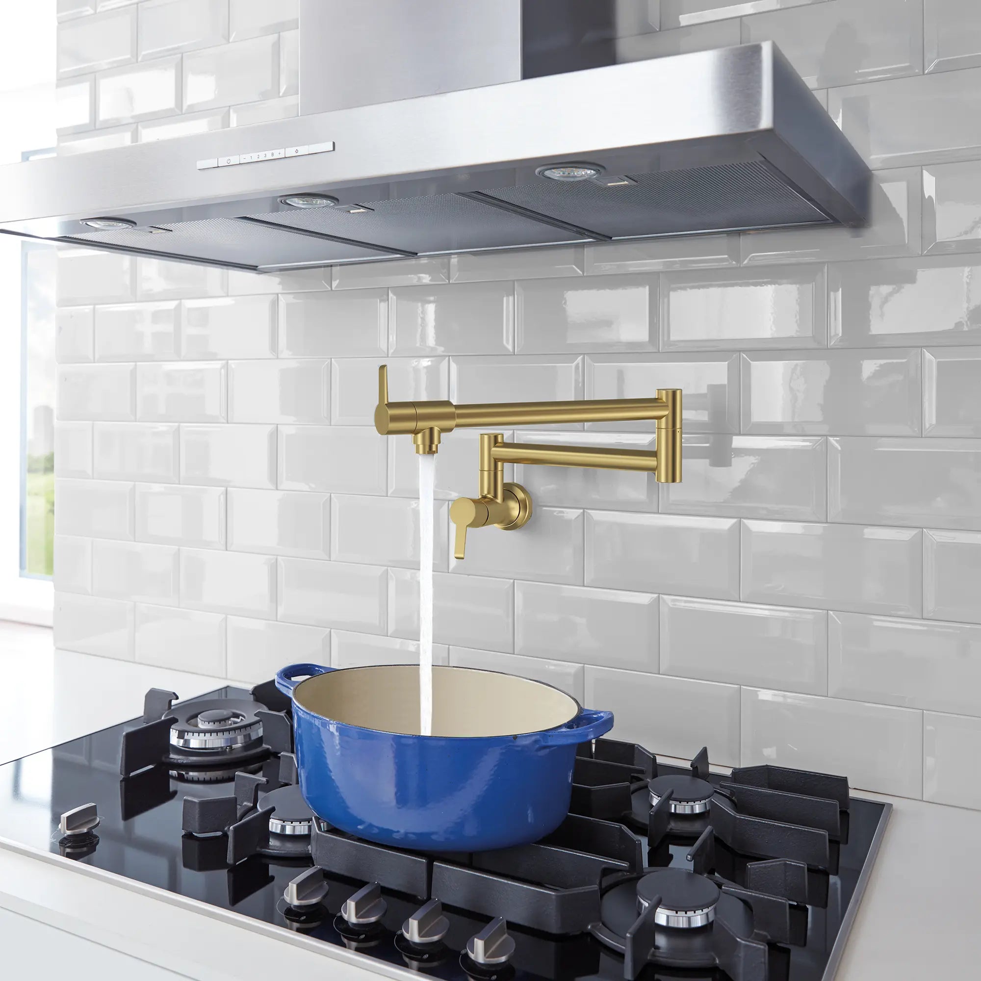 GROHE Zedra 2-Handle Wall Mount Pot Filler // BRUSHED COOL SUNRISE // 186650_Zedra_EnvironmentCloseUp_31075GN2_0002_Oct2023_0_CDNwebp.webp