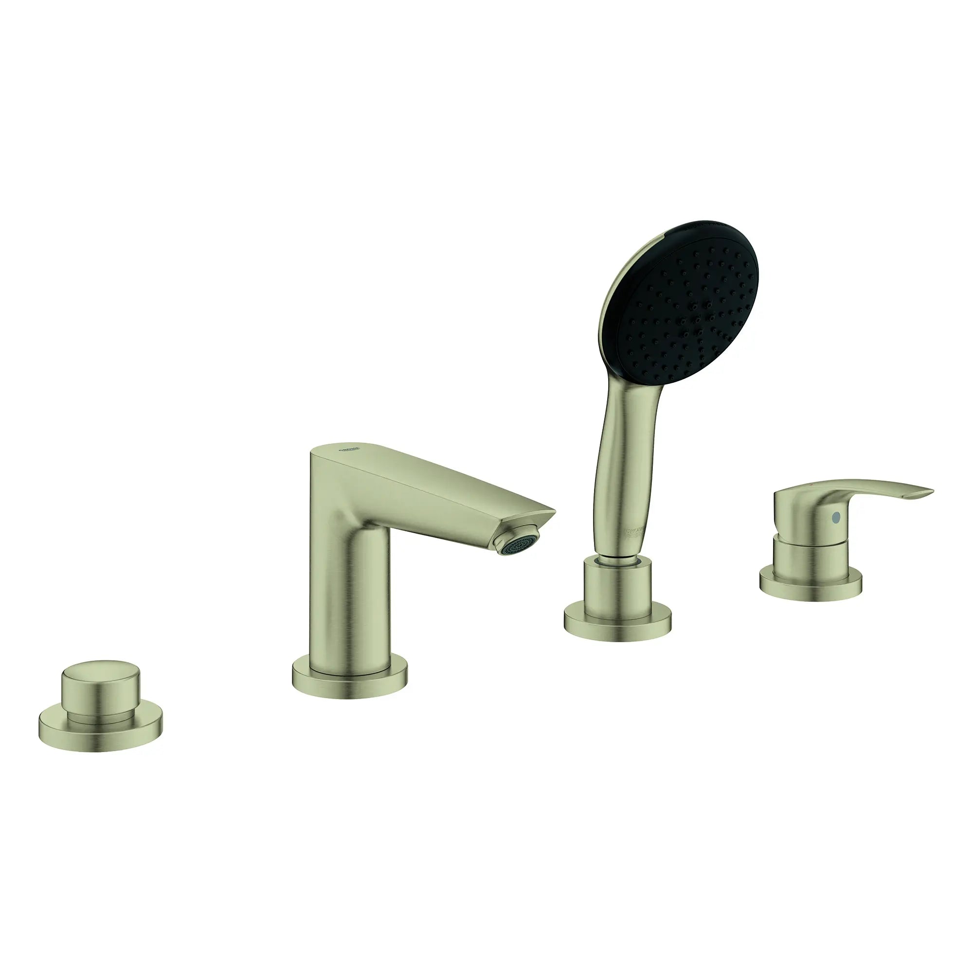 Eurosmart 4-Hole Single Handle Deck Mount Roman Tub Faucet with 1.5 gpm (5.7 L/min) Hand Shower // BRUSHED NICKEL INFINITYFINISH // 188012_Tempesta_SiloRight_25277EN3_0001_Jul2023_0_CDNwebp.webp