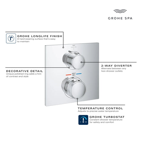 Allure Dual Function 2-Handle Thermostatic Valve Trim - Hard Graphite