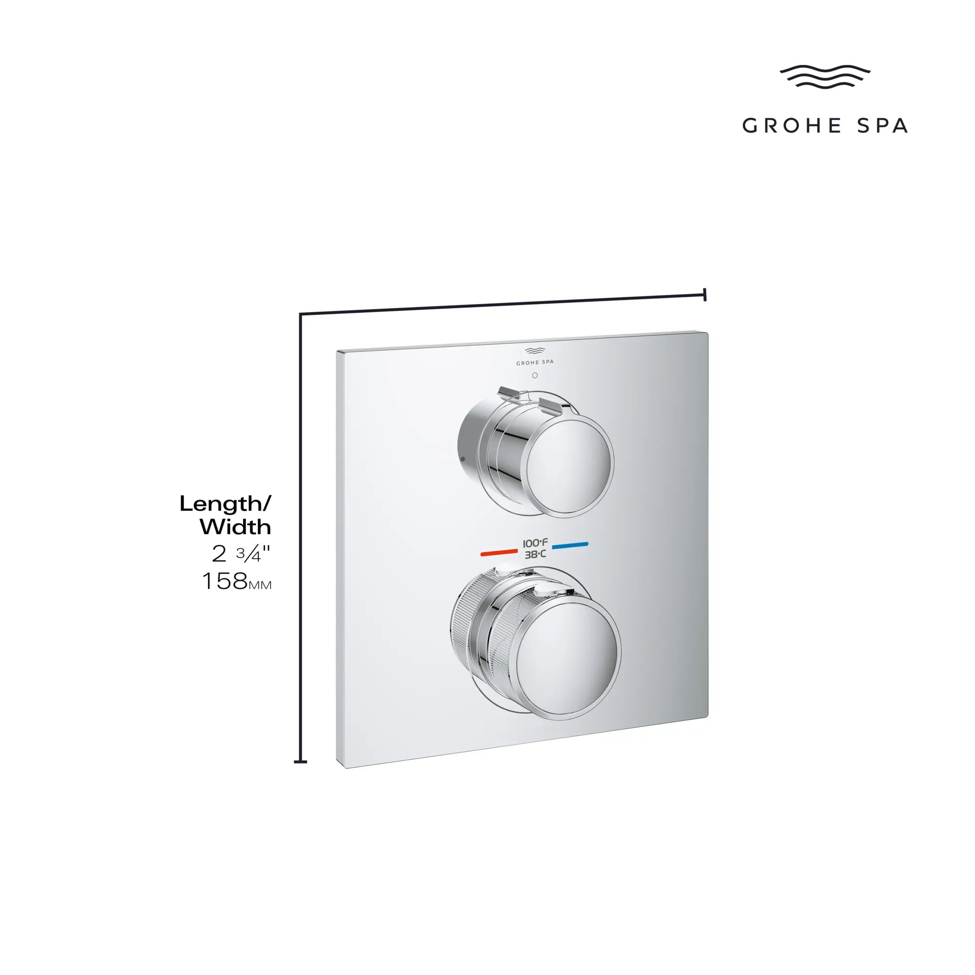 Allure Dual Function 2-Handle Thermostatic Valve Trim // GROHE STARLIGHT CHROME // 234120_Allure_Infographic_29178_0002_DEC2023_0_CDNwebp.webp