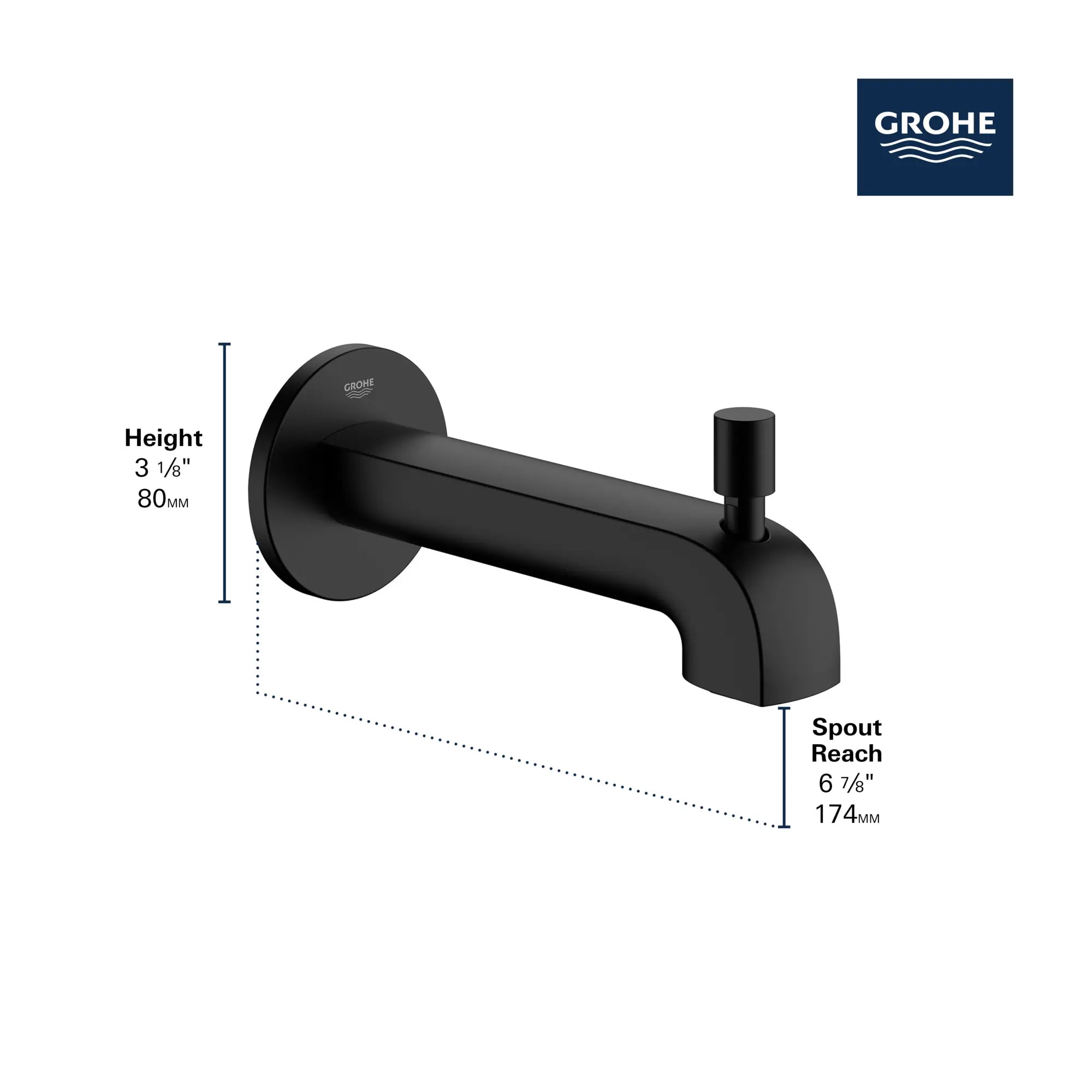 Diverter Tub Spout // GROHE STARLIGHT CHROME // 235632_Defined_Infographic_13399_0001_JAN2024_CDNwebp.webp
