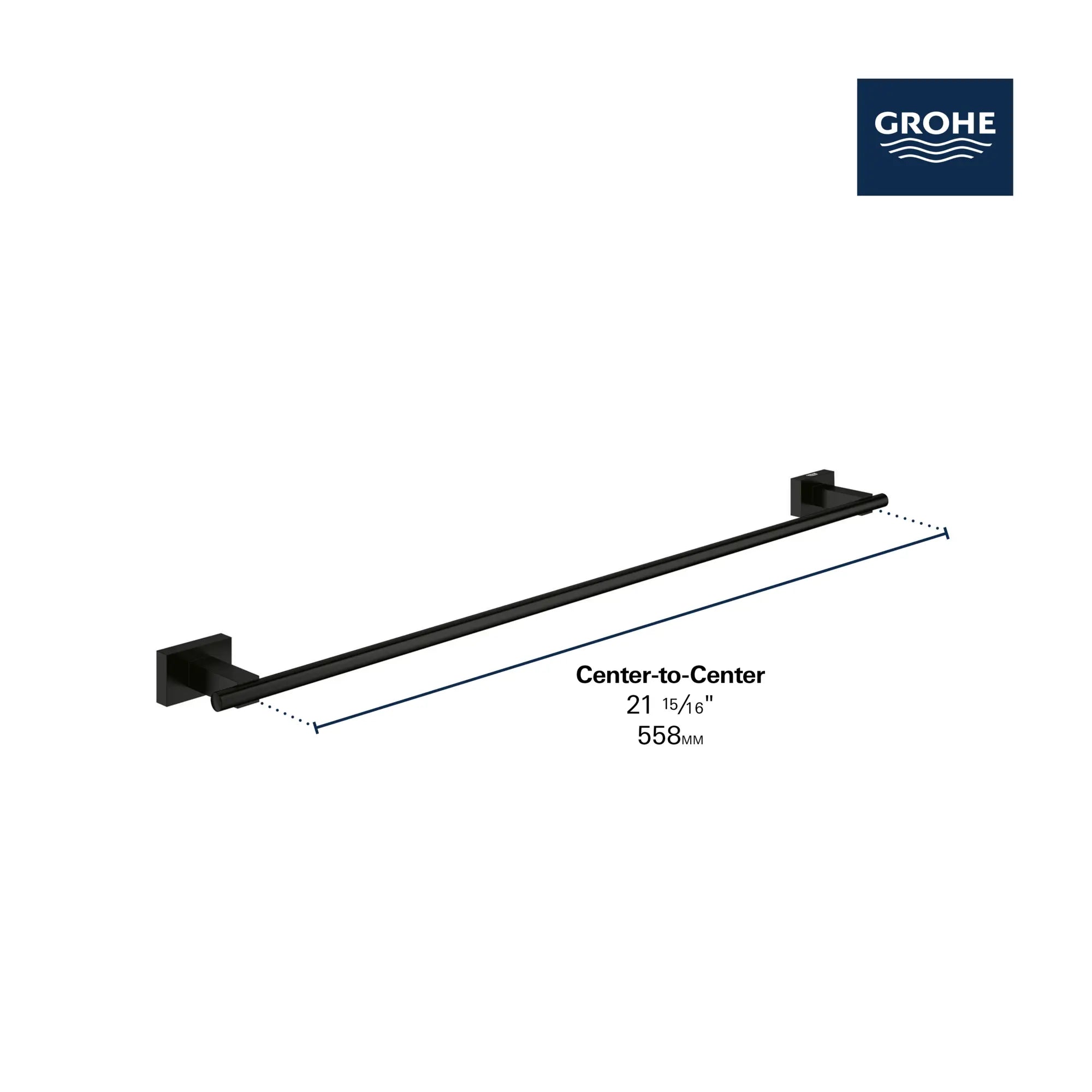 24" Towel Bar // GROHE STARLIGHT CHROME // 235640_Essentials_Infographic_40509_0001_JAN2024_CDNwebp.webp
