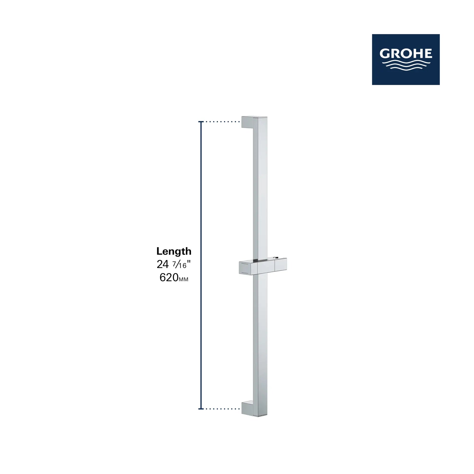 Eurocube 24" Shower Rail // GROHE STARLIGHT CHROME // 235648_Euphoria_Infographic_27892_0001_JAN2024_1_CDNwebp.webp