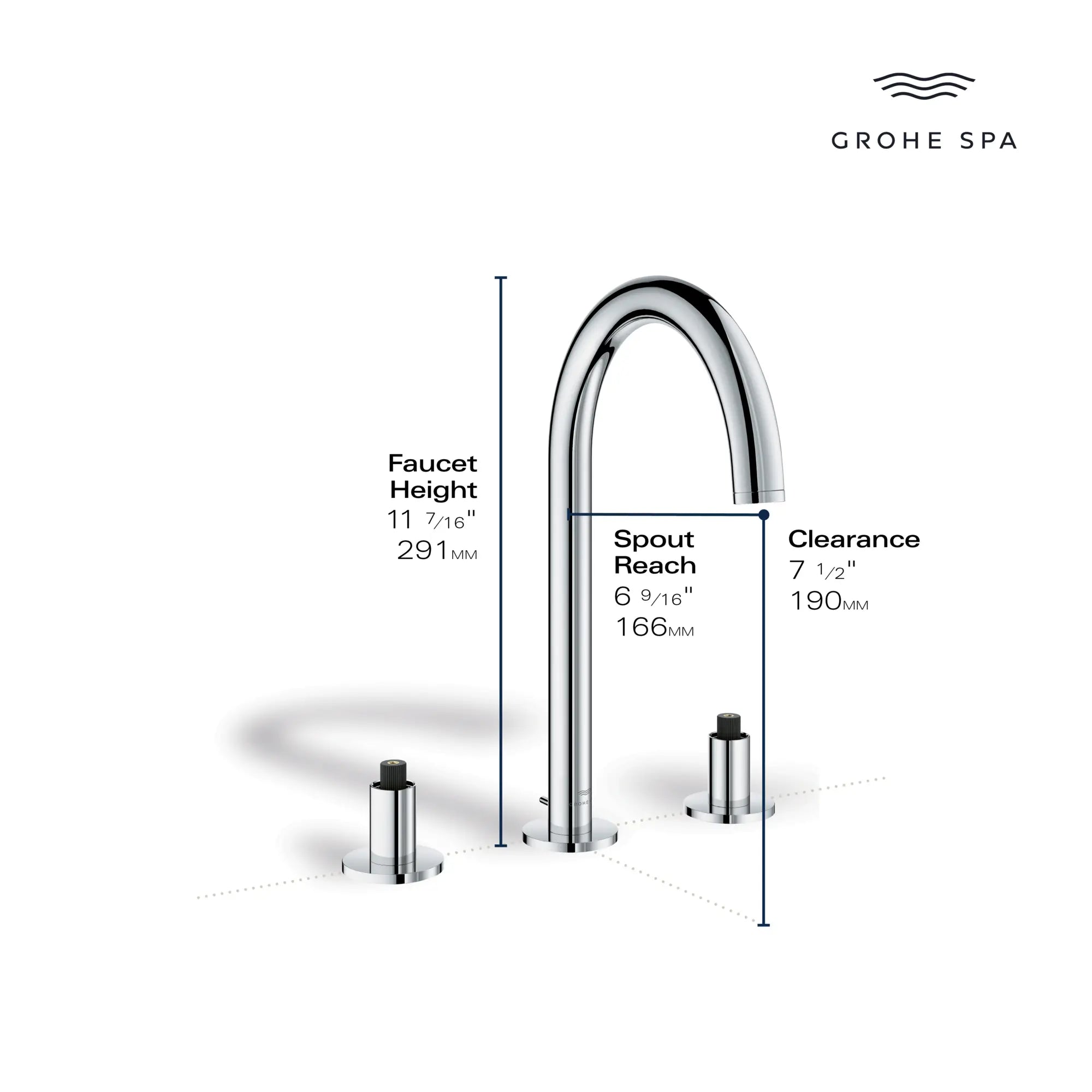Atrio 8-inch Widespread 2-Handle M-Size Bathroom Faucet without Handles, 1.2 GPM (4.5 L/min) // GROHE STARLIGHT CHROME // 235656_Atrio_Infographic_20659_0001_APR2026_1_CDNwebp.webp