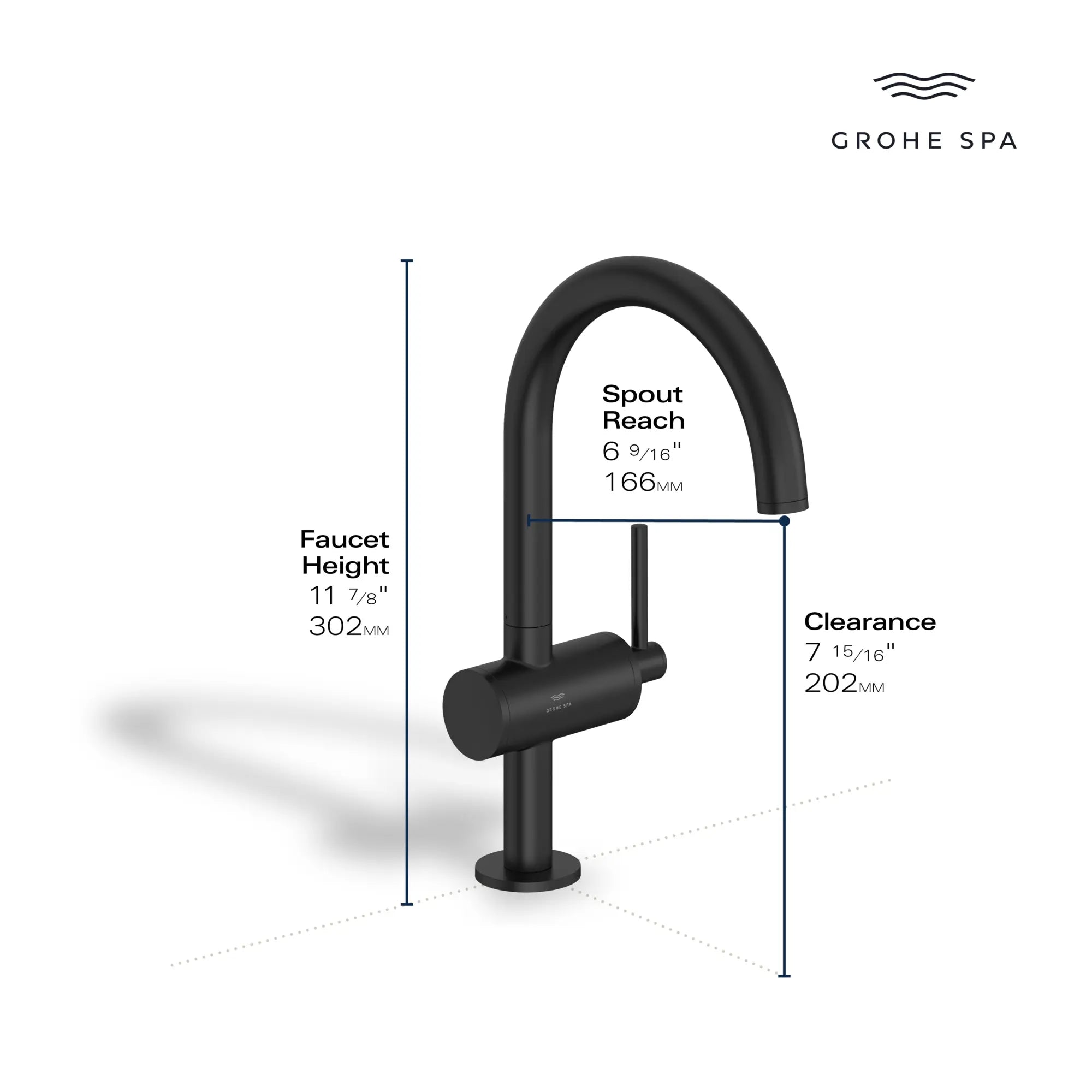 Atrio Single Hole Single-Handle L-Size Bathroom Faucet, 1.2 GPM (4.5 L/min) // GROHE STARLIGHT CHROME // 235661_Atrio_Infographic_24350_0002_JAN2024_CDNwebp.webp