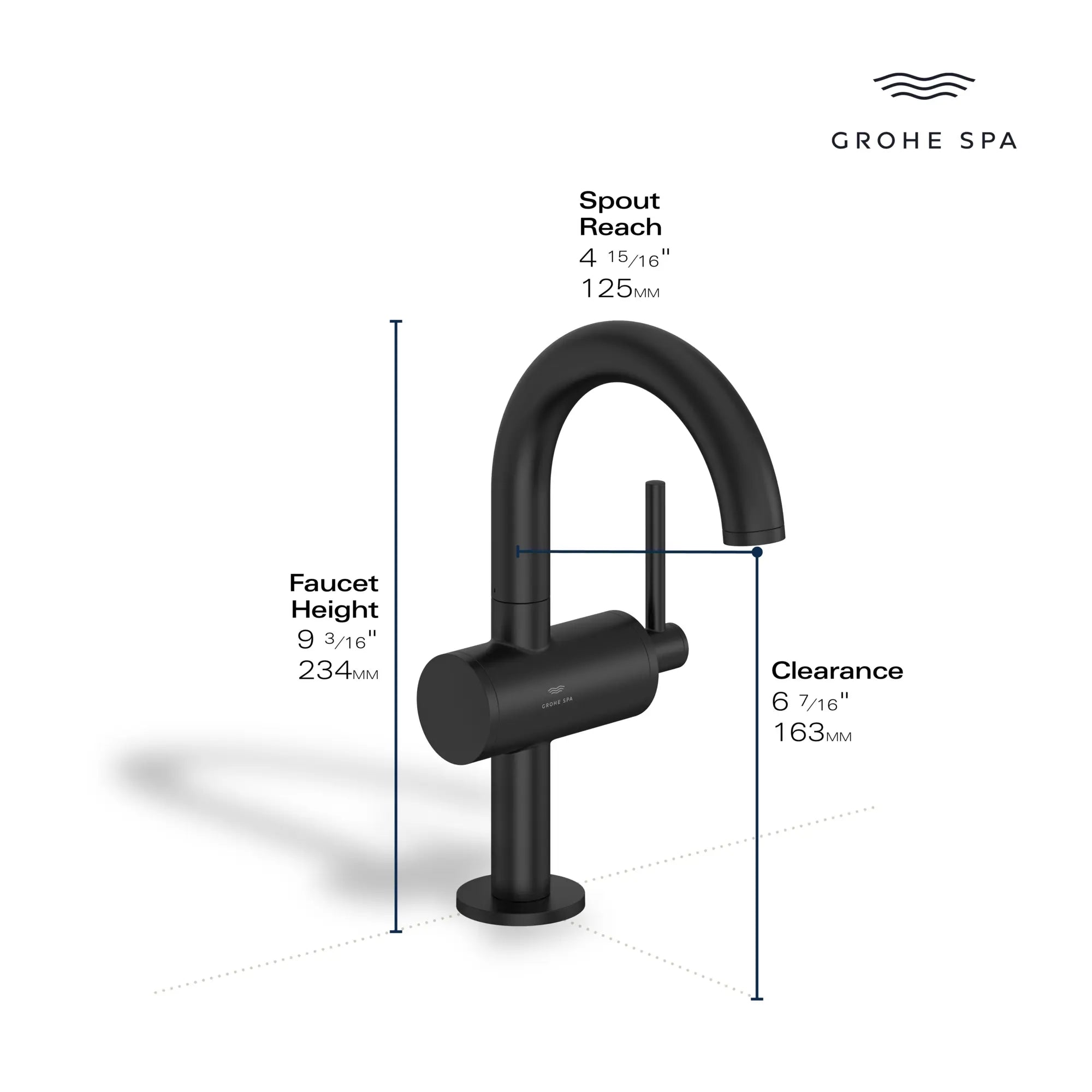 Atrio Single Hole Single-Handle M-Size Bathroom Faucet, 1.2 GPM (4.5 L/min) // GROHE STARLIGHT CHROME // 235662_Atrio_Infographic_24351_0002_JAN2024_CDNwebp.webp