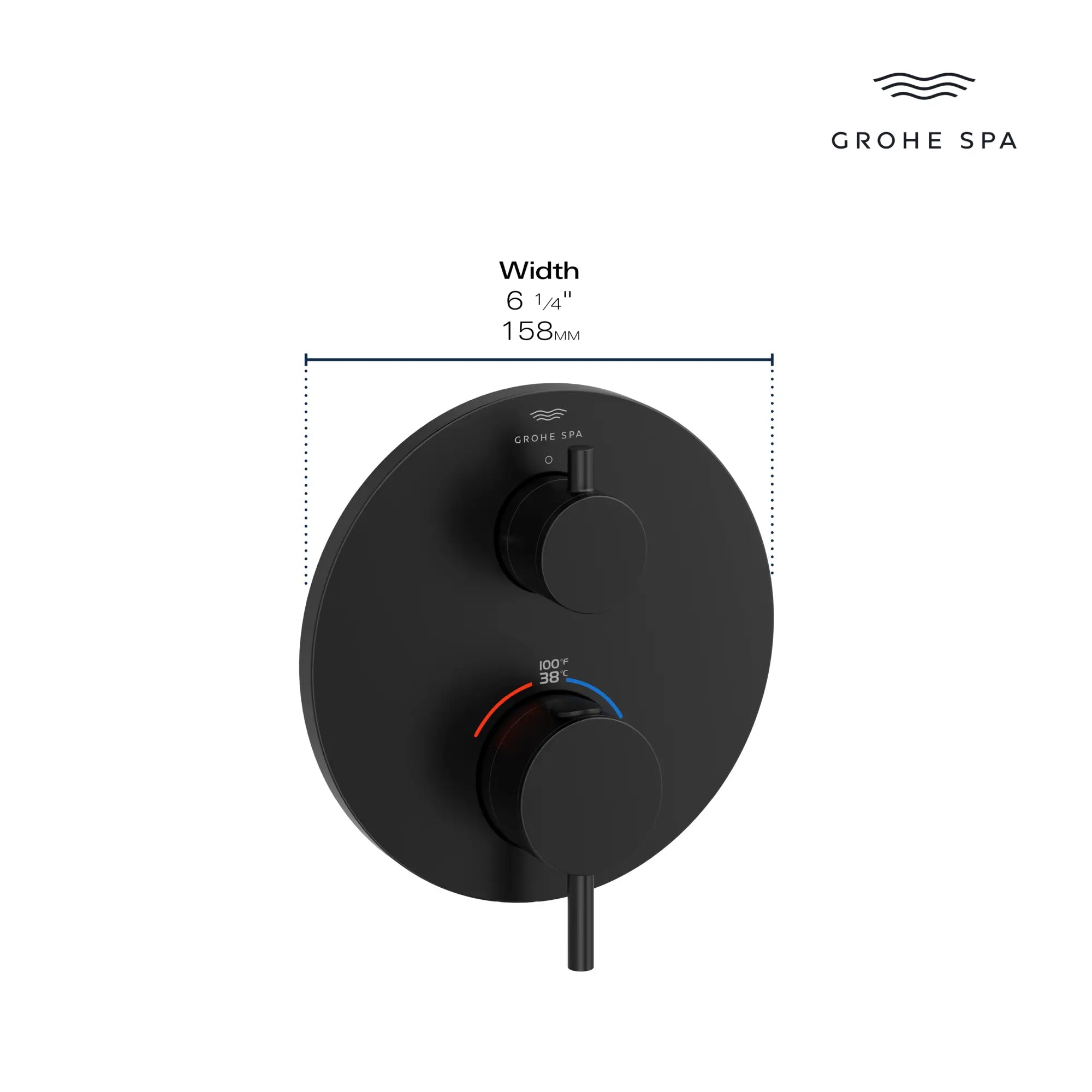 Dual Function 2-Handle Thermostatic Valve Trim // GROHE STARLIGHT CHROME // 235666_Atrio_Infographic_24361_0002_JAN2024_CDNwebp.webp