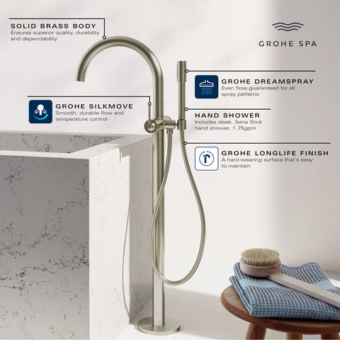 Atrio Single-Handle Freestanding Tub Faucet with 1.75 GPM (6.6 L/min) Hand Shower - Hard Graphite