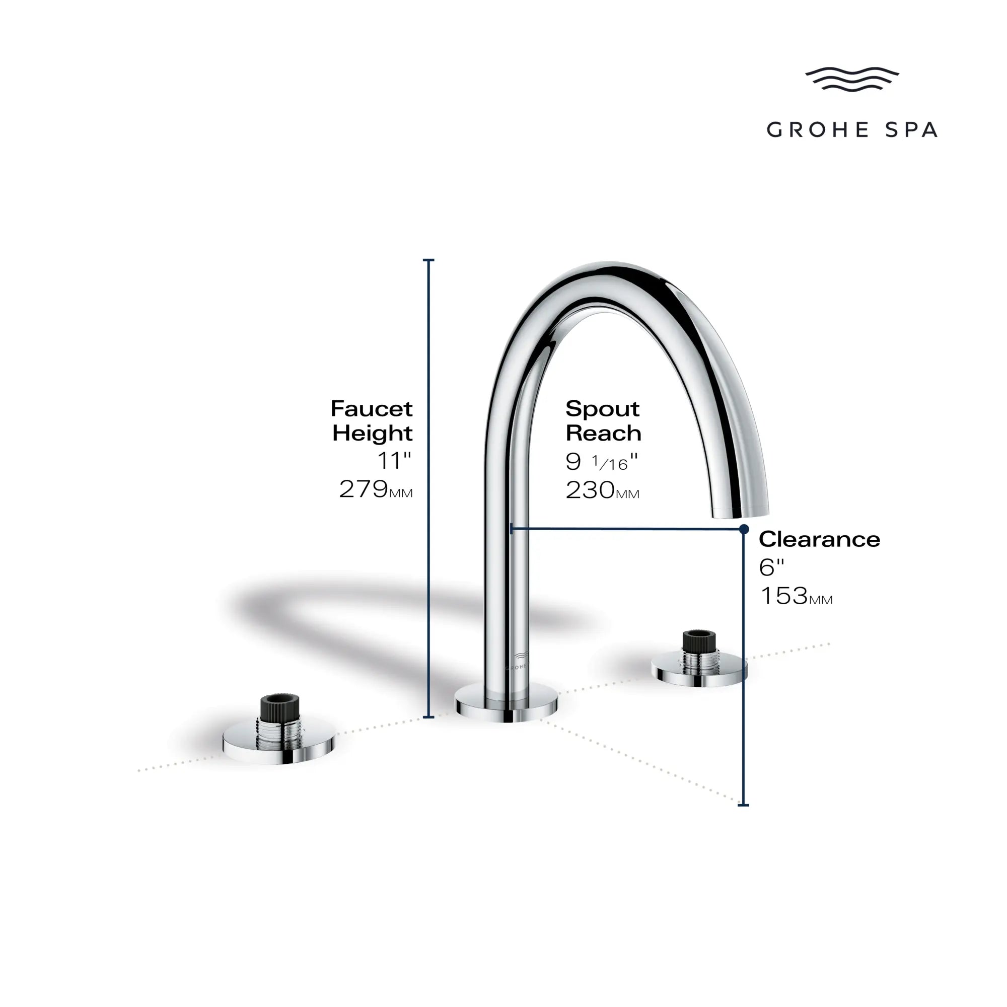 Atrio 3-Hole 2-Handle Deck Mount Roman Tub Faucet without Handles // GROHE STARLIGHT CHROME // 235670_Atrio_Infographic_25273_0001_APR2026_1_CDNwebp.webp