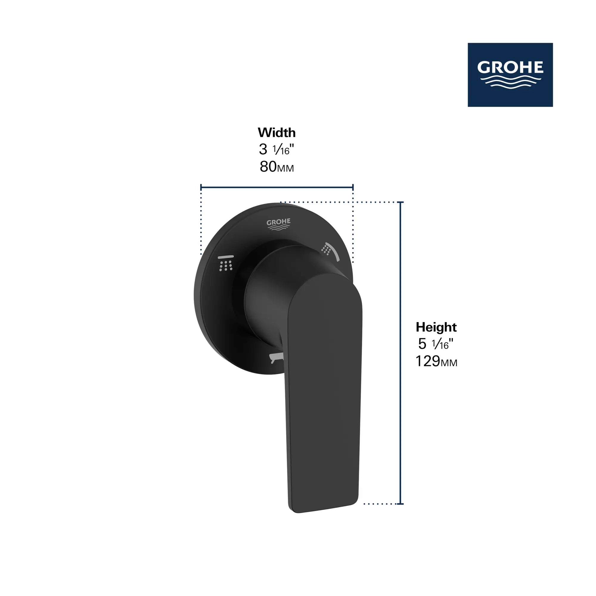 3-Way Diverter Trim // GROHE STARLIGHT CHROME // 235679_Defined_Infographic_29301_0002_JAN2024_CDNwebp.webp