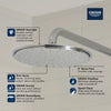 [27814001] 210 Shower Head, 8" - 1 Spray, 1.75 GPM (6.6 L/min) - GROHE StarLight Chrome