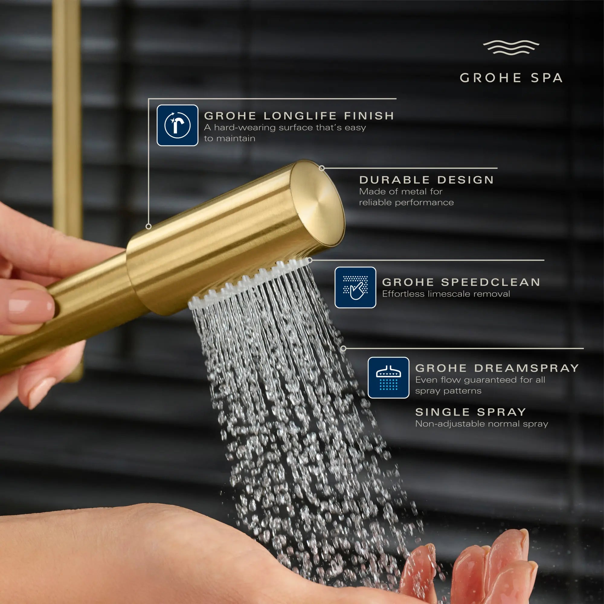 Sena Stick Hand Shower - 1 Spray, 1.75 GPM (6.6 L/min) Sena Stick Hand Shower - 1 Spray, 1.75 GPM (6.6 L/min)