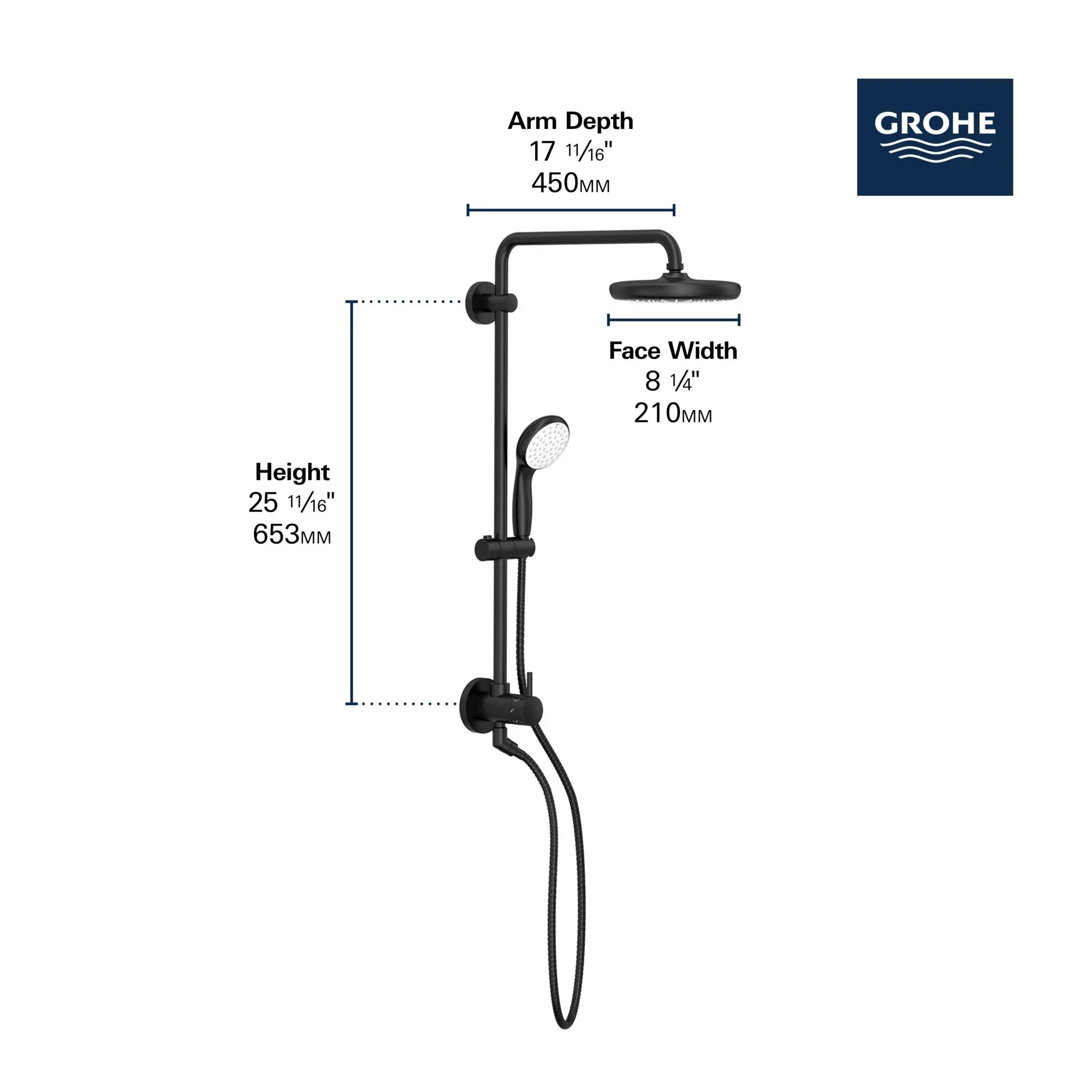 GROHE Rainshower System 210 クローム Rainshower System 210 Shower system with thermostat for wall