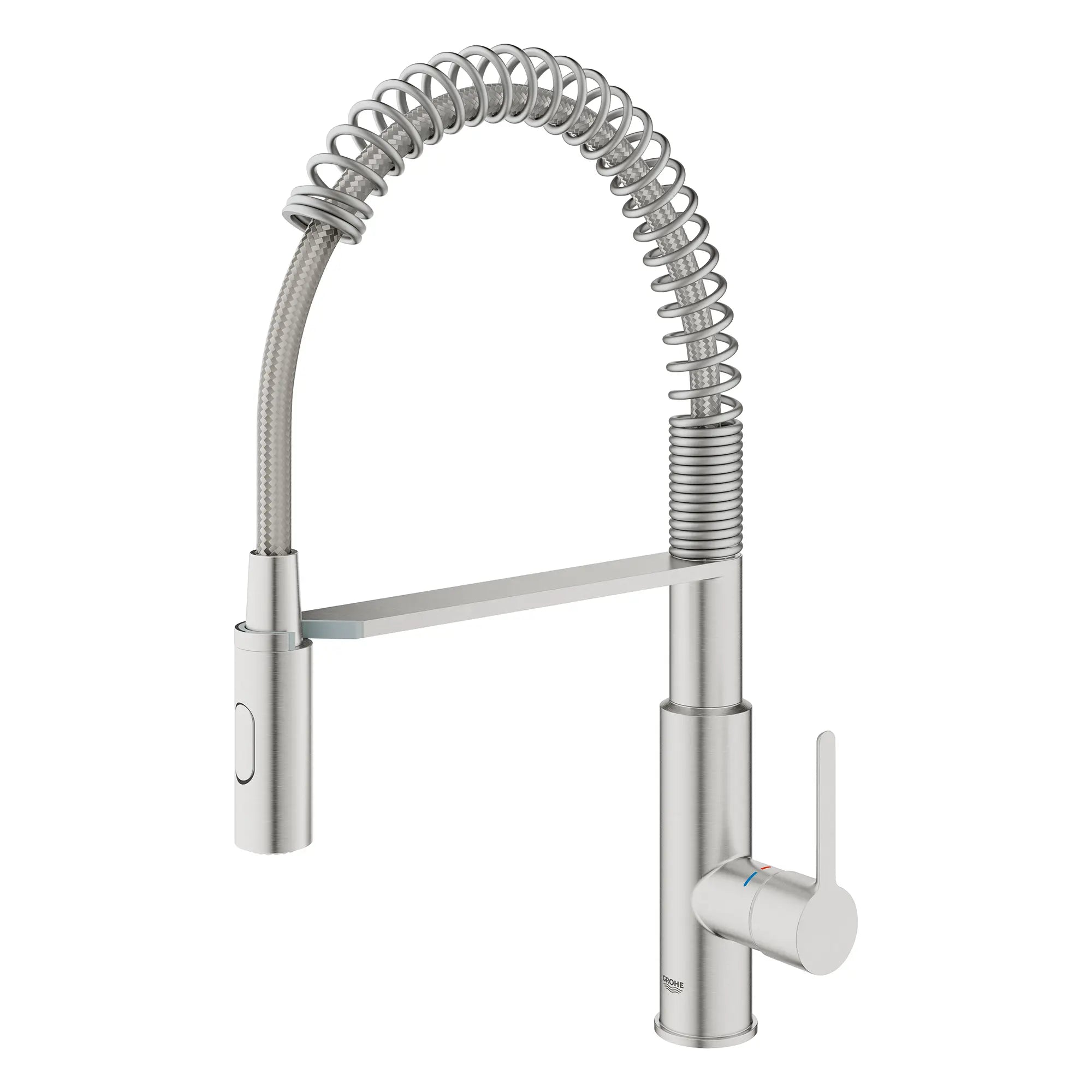 Eurosmart Single-Handle Semi-Pro Dual Spray Kitchen Faucet 1.75 gpm (6.6 L/min) // SUPERSTEEL INFINITYFINISH // 235700_Eurosmart_SiloLeft_30616DC0_0001_Jan2024_CDNwebp.webp