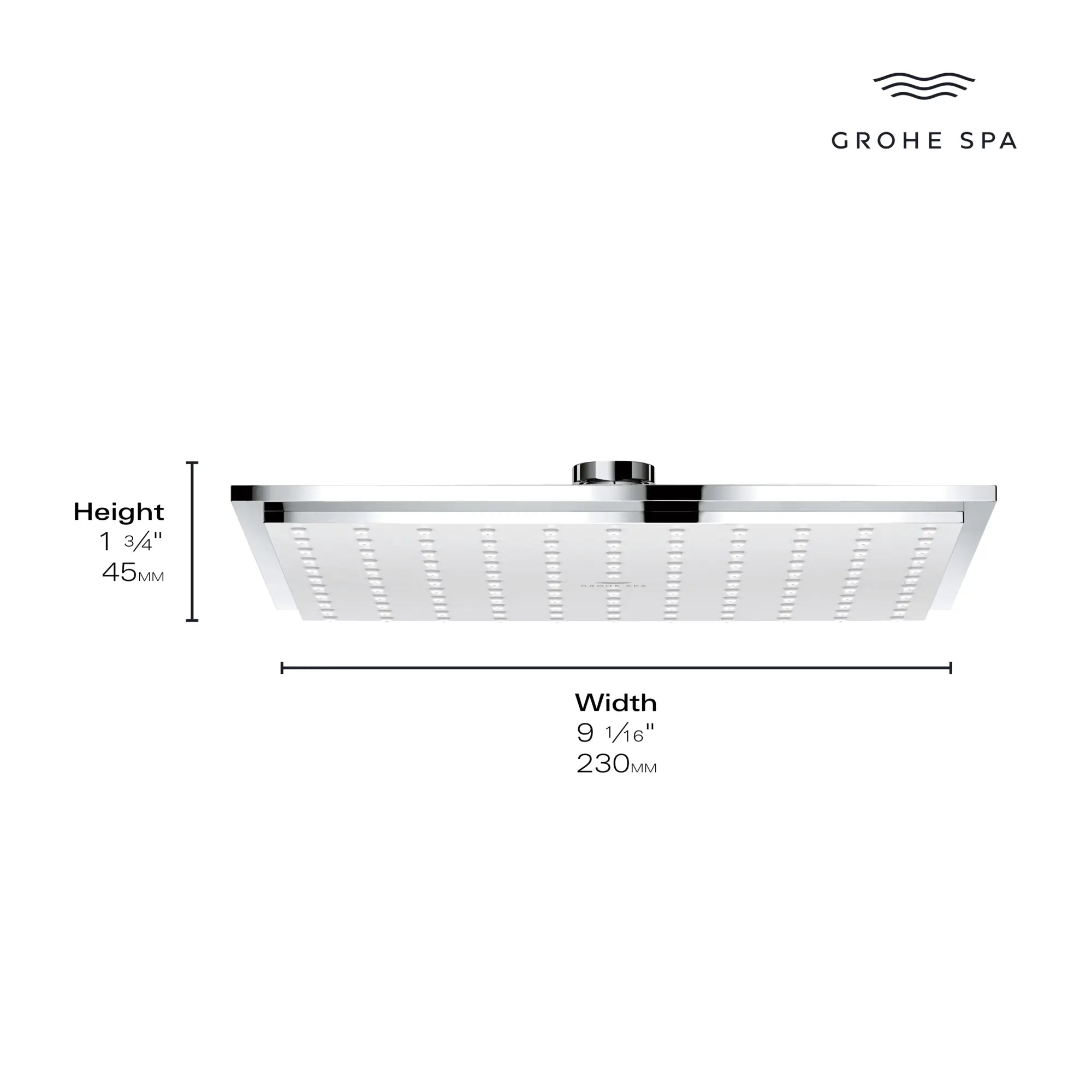 Rainshower Allure 230 Shower Head, 9" - 1 Spray, 1.75 GPM (6.6 L/min) // GROHE STARLIGHT CHROME // 236650_Allure_Infographic_26868_0002_JAN2024_CDNwebp_5f3c48e6-c38c-476b-9f25-517094708a26.webp