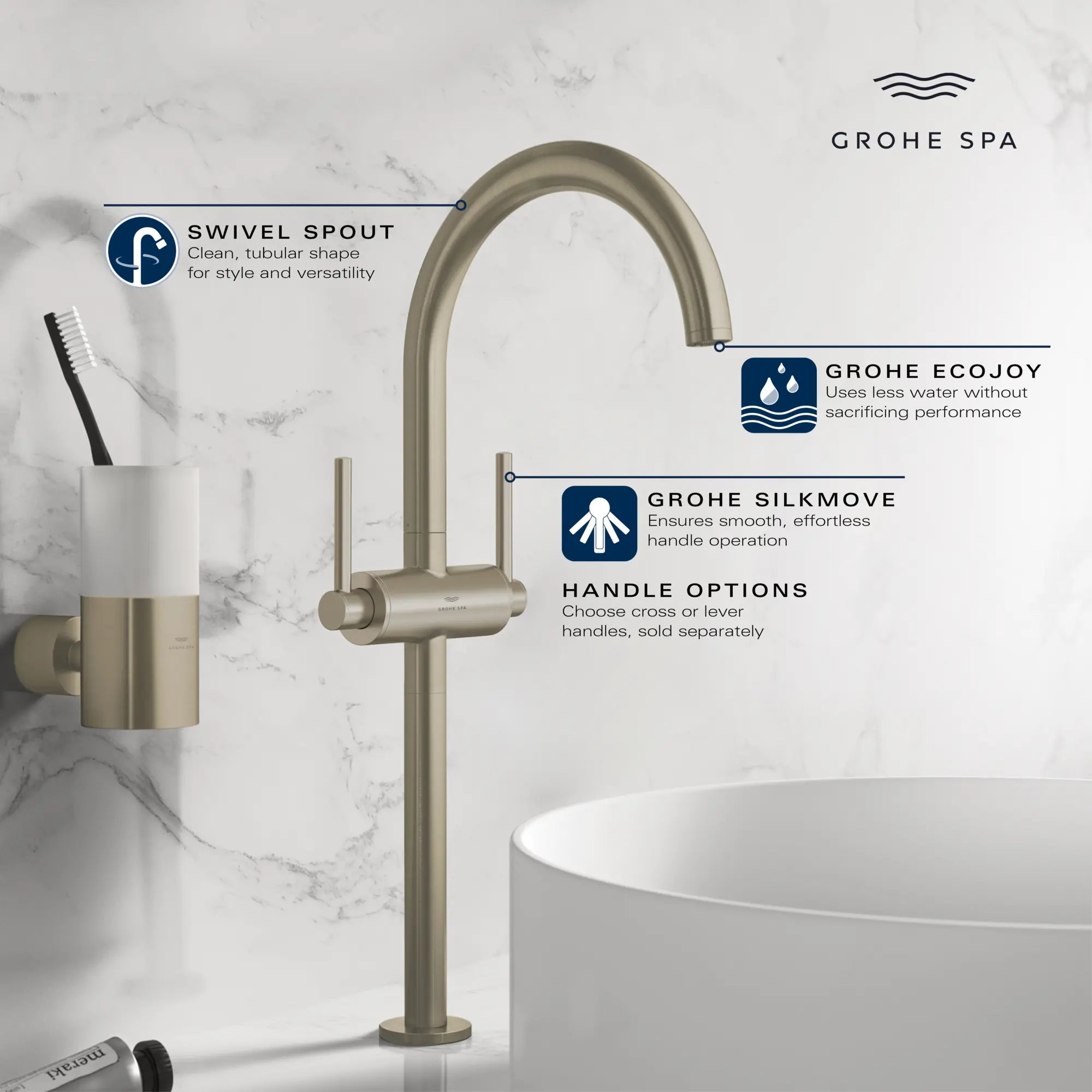 Atrio Single Hole Two-Handle Vessel Sink Faucet without Handles, 1.2 GPM (4.5 L/min) // GROHE STARLIGHT CHROME // 236660_Atrio_Infographic_21161_0001_JAN2024_0_CDNwebp.webp