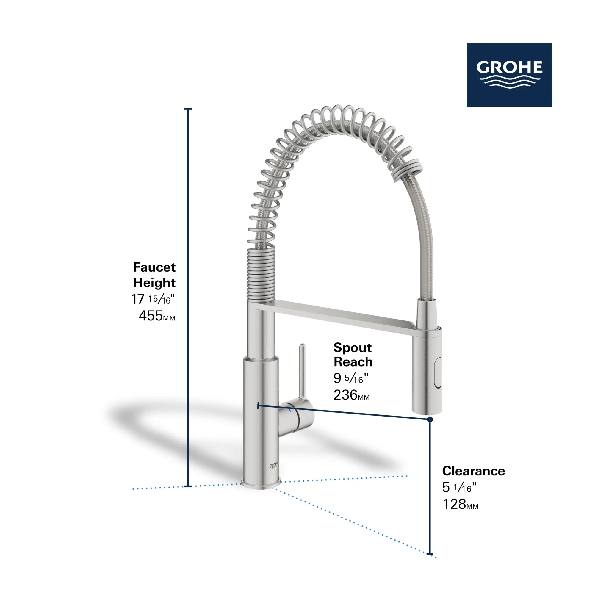 Eurosmart Single-Handle Semi-Pro Dual Spray Kitchen Faucet 1.75 gpm (6.6 L/min) // SUPERSTEEL INFINITYFINISH // 236721_Eurosmart_Infographic_30616_0002_JAN2024_CDNwebp.webp