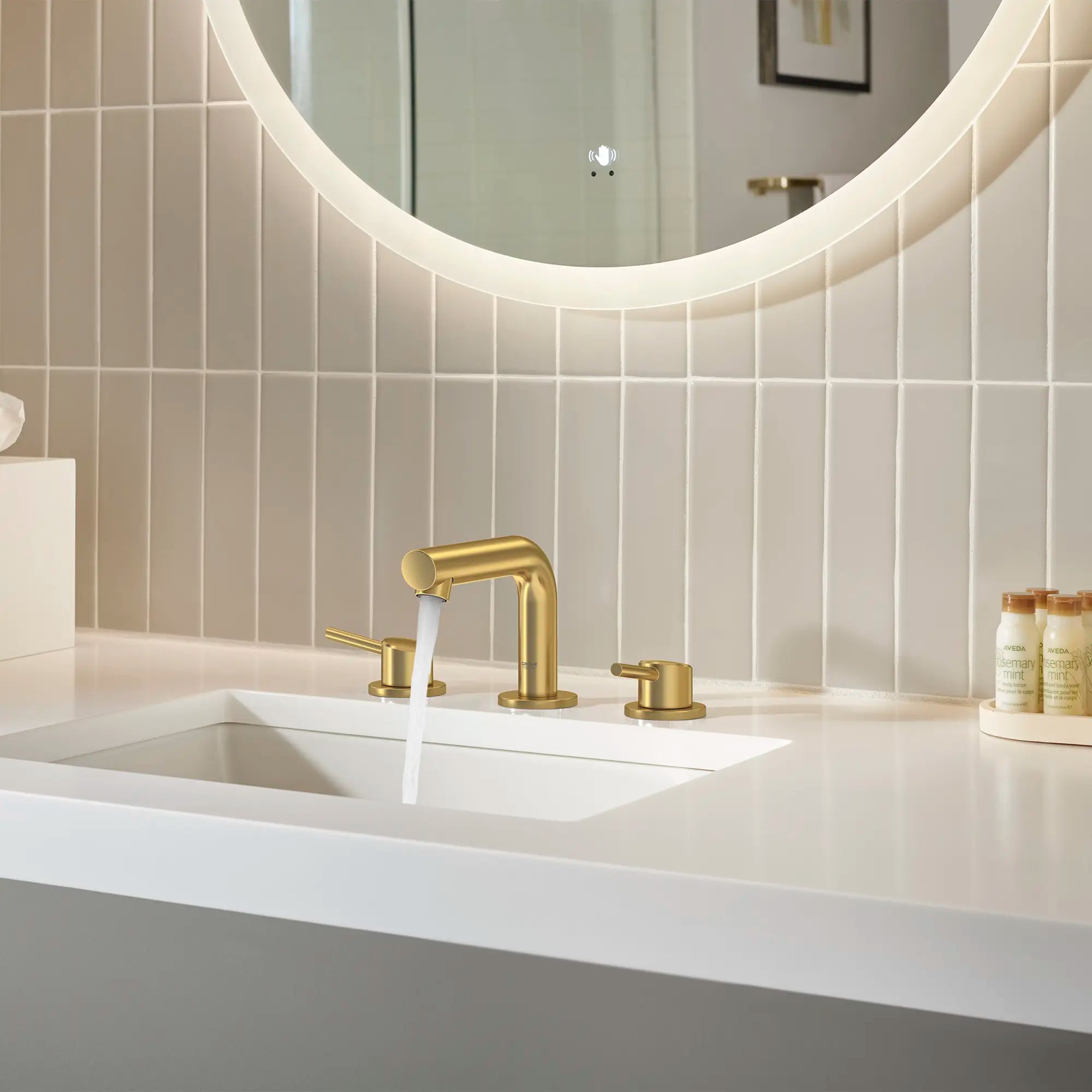 8-inch Widespread 2-Handle S-Size Bathroom Faucet, 1.2 GPM (4.5 L/min) // BRUSHED COOL SUNRISE // 236968_Concetto_EnvironmentCloseup_20572GN1_0002_Nov2023_CDNwebp.webp