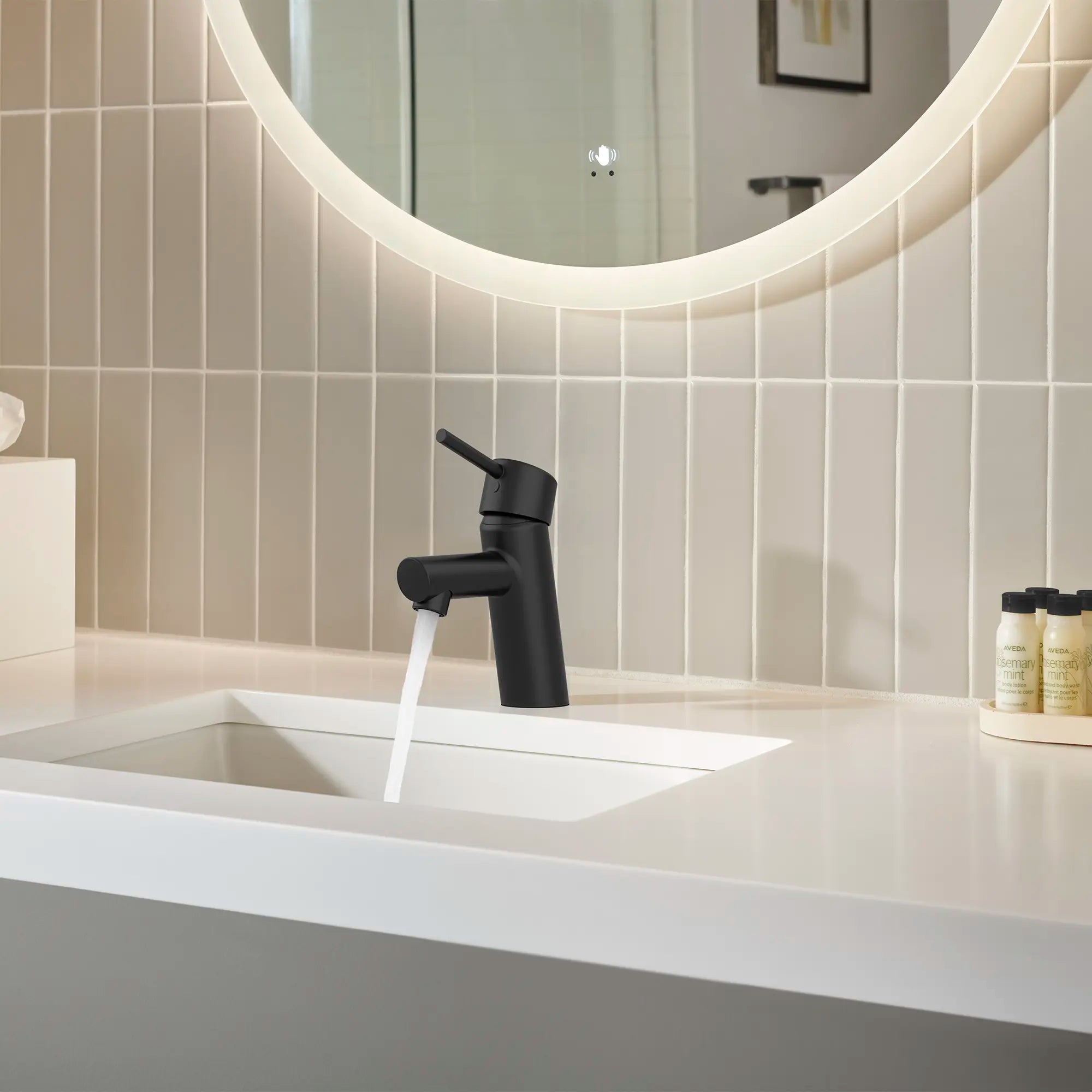 Single Hole Single-Handle S-Size Bathroom Faucet, 1.2 GPM (4.5 L/min) // MATTE BLACK // 236973_Concetto_EnvironmentCloseup_342702431_0001_Nov2023_CDNwebp.webp