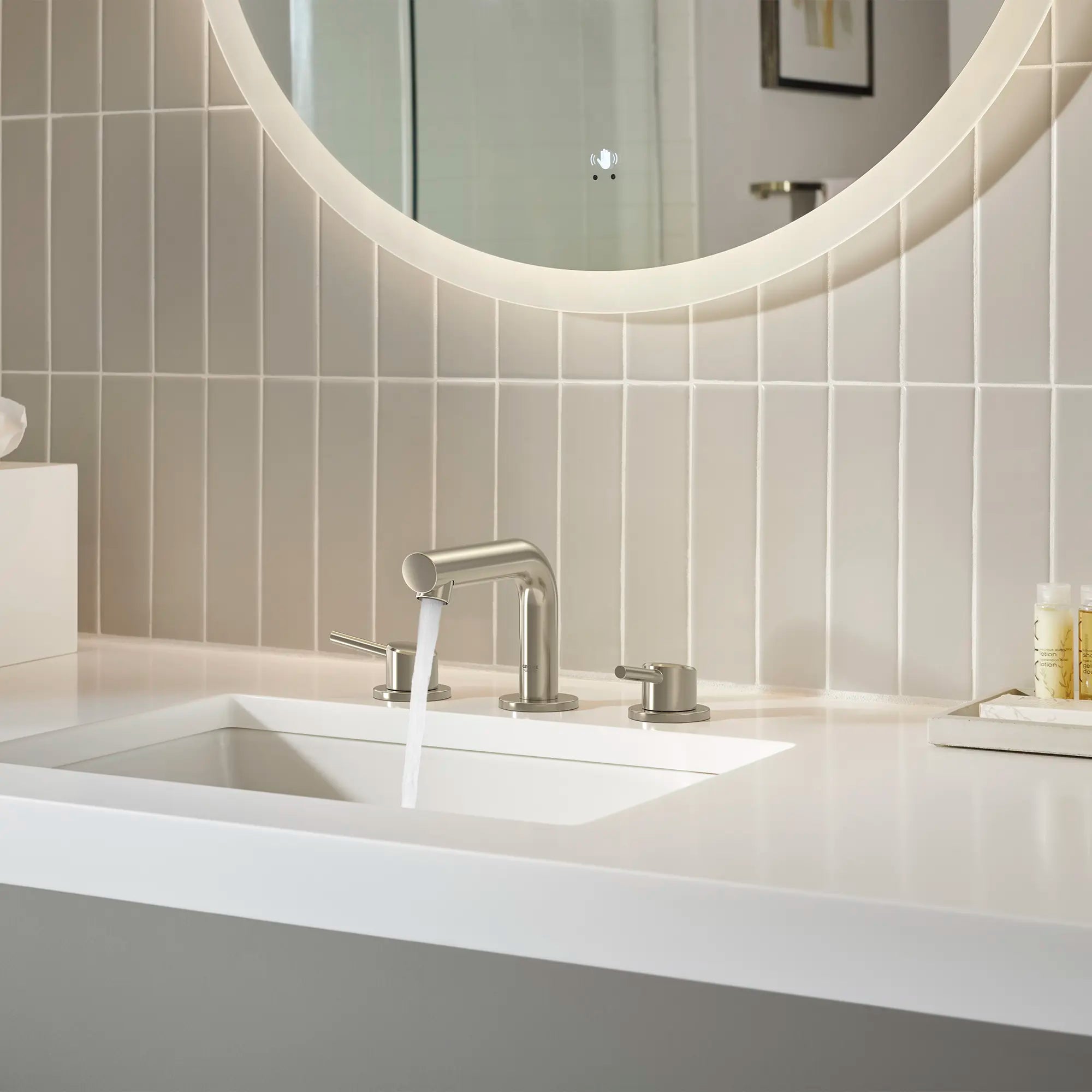 8-inch Widespread 2-Handle S-Size Bathroom Faucet, 1.2 GPM (4.5 L/min) // BRUSHED NICKEL INFINITYFINISH // 236974_Concetto_EnvironmentCloseup_20572EN1_0001_Nov2023_CDNwebp.webp