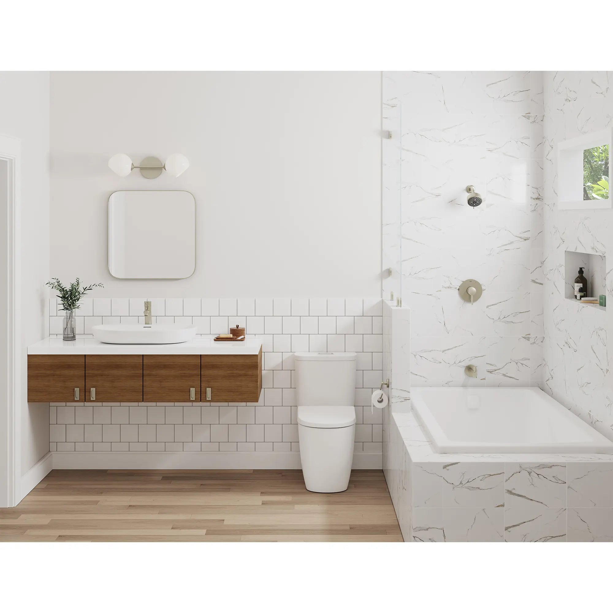 Concetto Pressure Balance Valve Tub/Shower Trim Kit // BRUSHED NICKEL INFINITYFINISH // 237783_GroheBundle_102498EN00_EnvironmentFull_0001_Feb2024_CDNwebp.webp