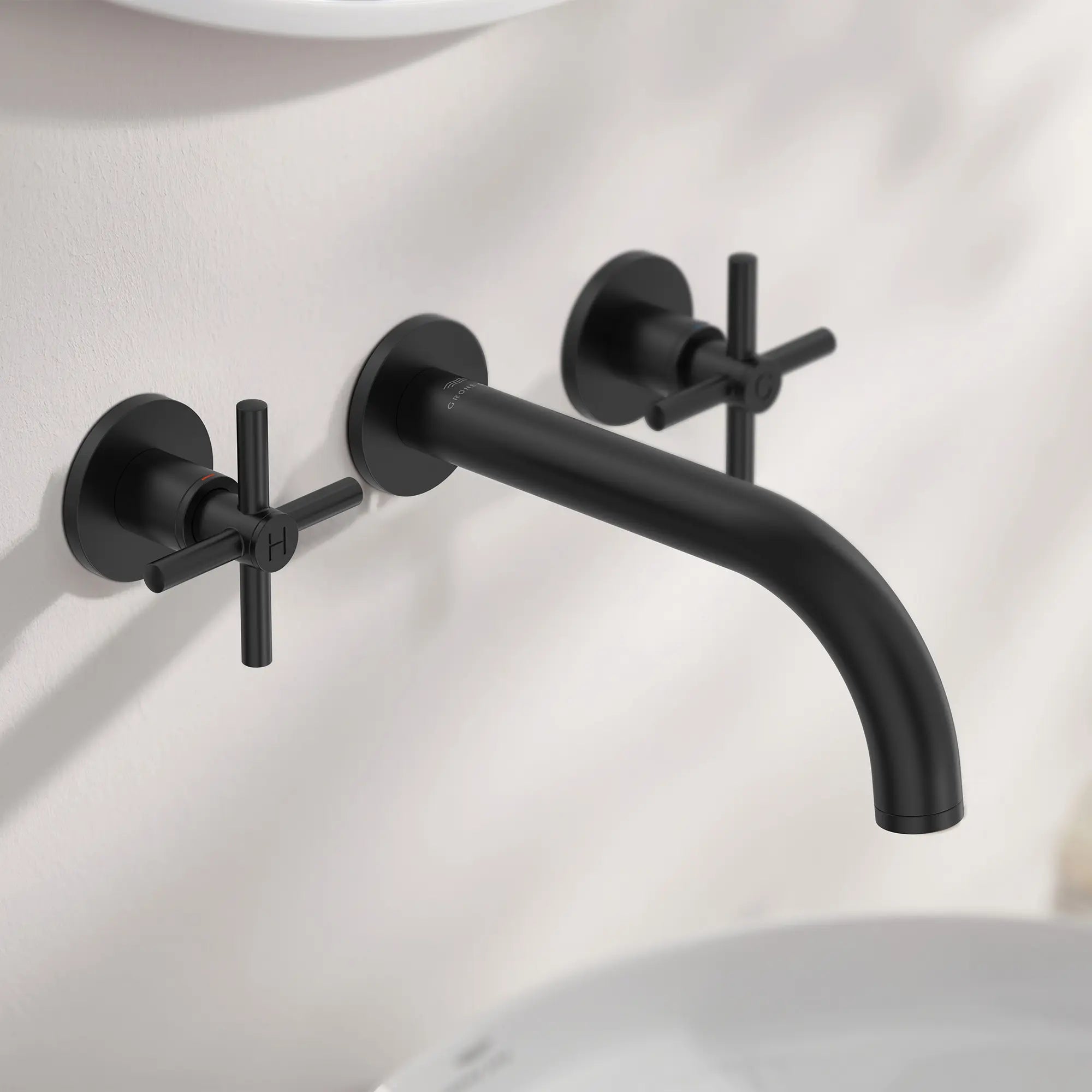 Atrio 2-Handle Wall Mount Faucet without Handles, 1.2 GPM (4.5L.min) // MATTE BLACK // 244763_Atrio_EnvironmentCloseUp_206632430_142152430_0001_APRIL2024_0_CDNwebp.webp