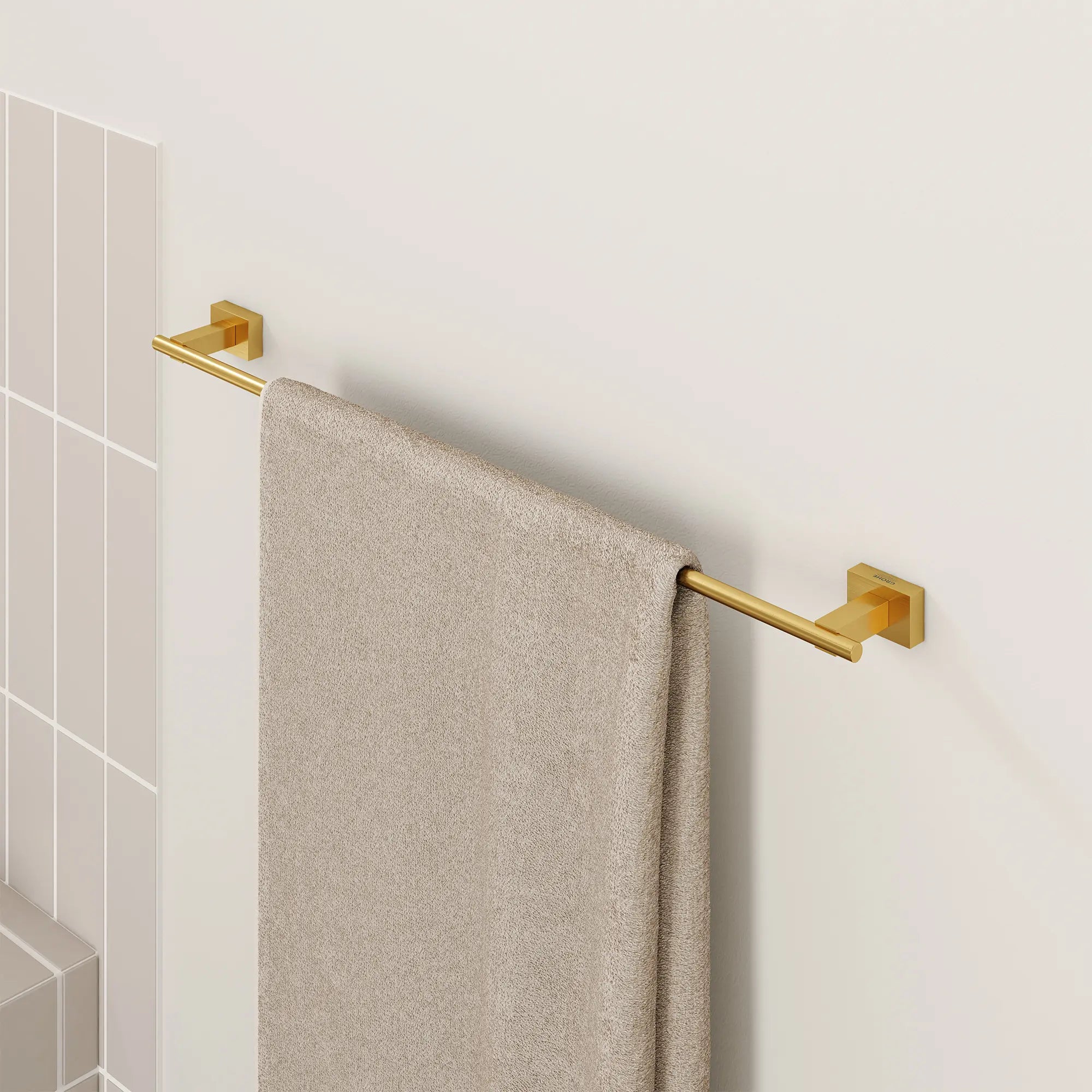 24" Towel Bar // BRUSHED COOL SUNRISE // 252234_G3_Cubeo_EnvironmentCloseUp_40509GN1_0001_OCTOBER2024_CDNwebp.webp