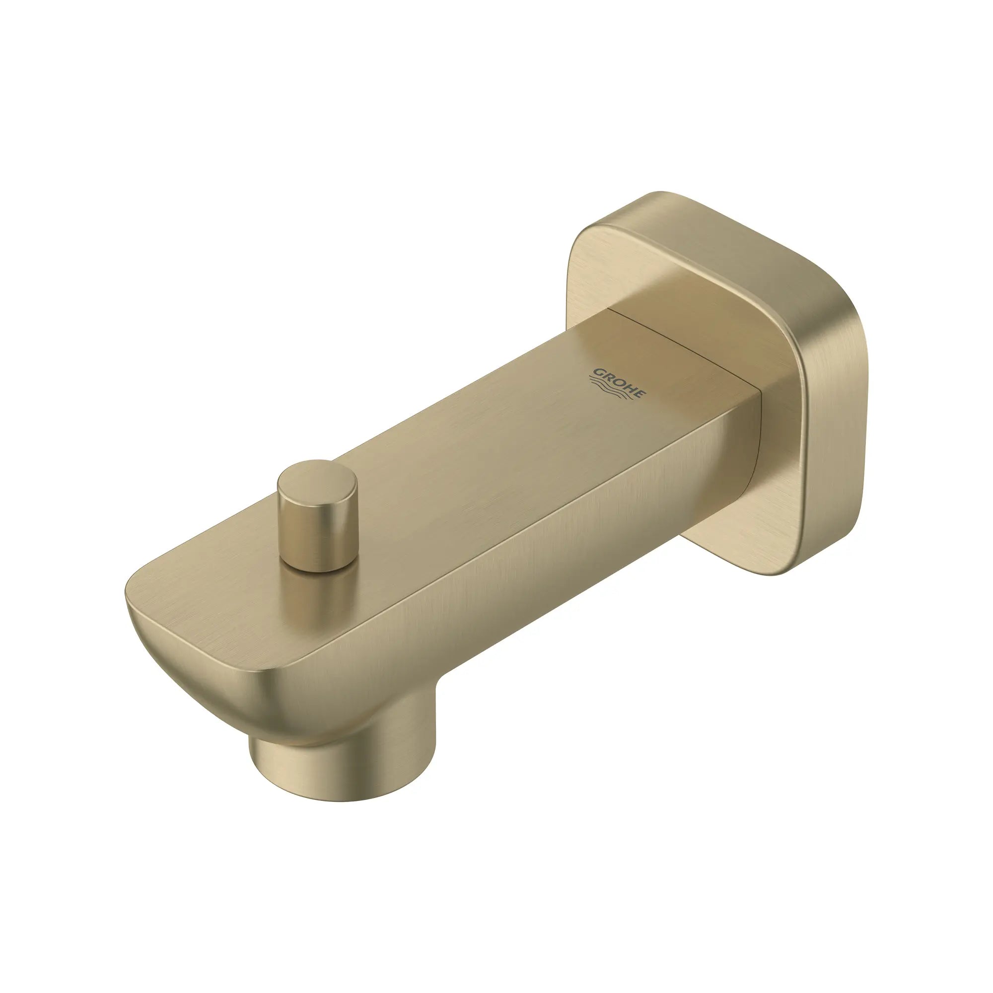 Cubeo Diverter Tub Spout // BRUSHED NICKEL INFINITYFINISH // 252699_Cubeo_SiloLeft_101924EN00_0001_AUGUST2024_0_CDNwebp.webp
