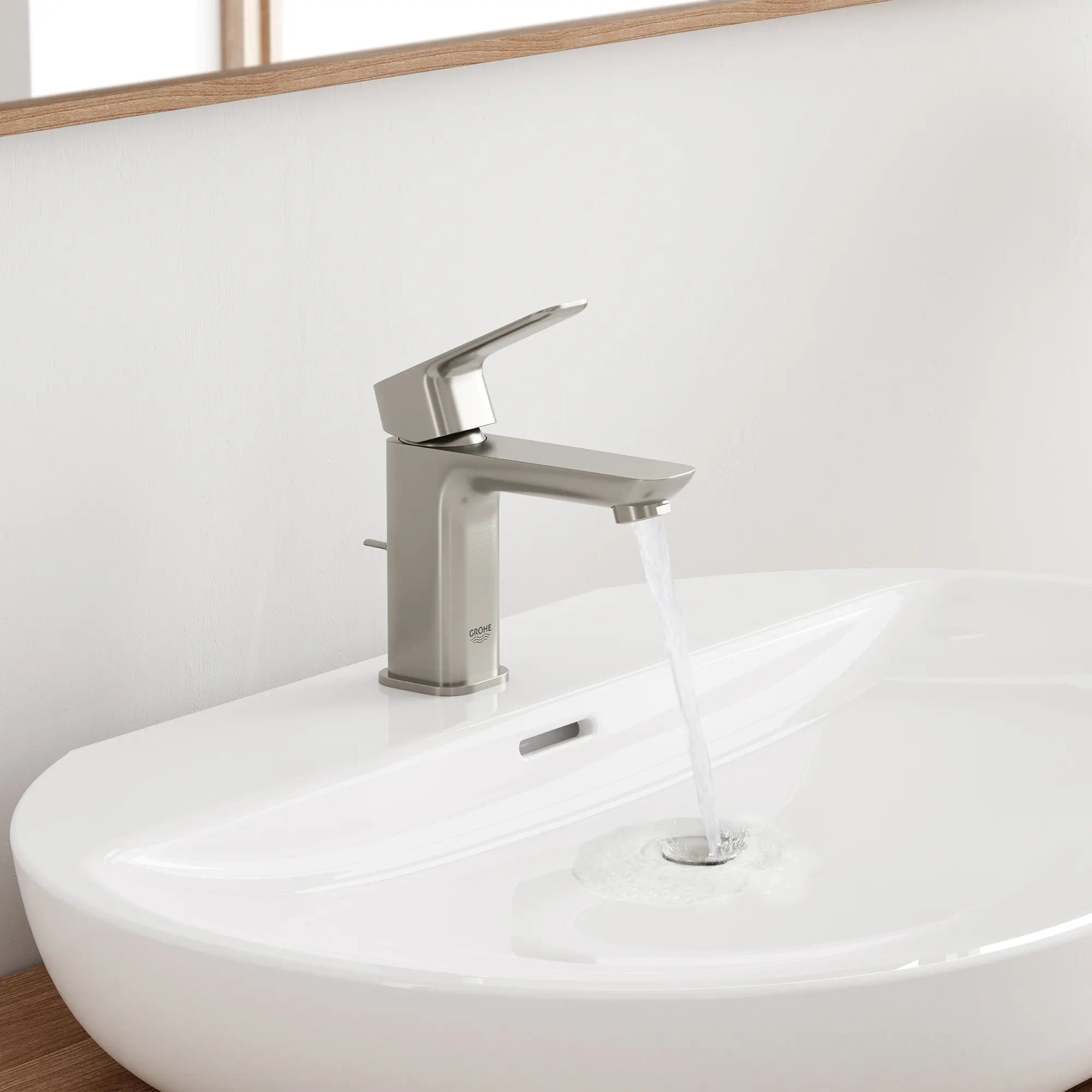 Cubeo Single Hole Single Handle S-Size Bathroom Faucet, 1.2 gpm (4.5L/min) // BRUSHED NICKEL INFINITYFINISH // 253066_Cubeo_EnvironmentCloseUp_101898EN00_39669000_0002_OCTOBER2024_1_CDNwebp.webp