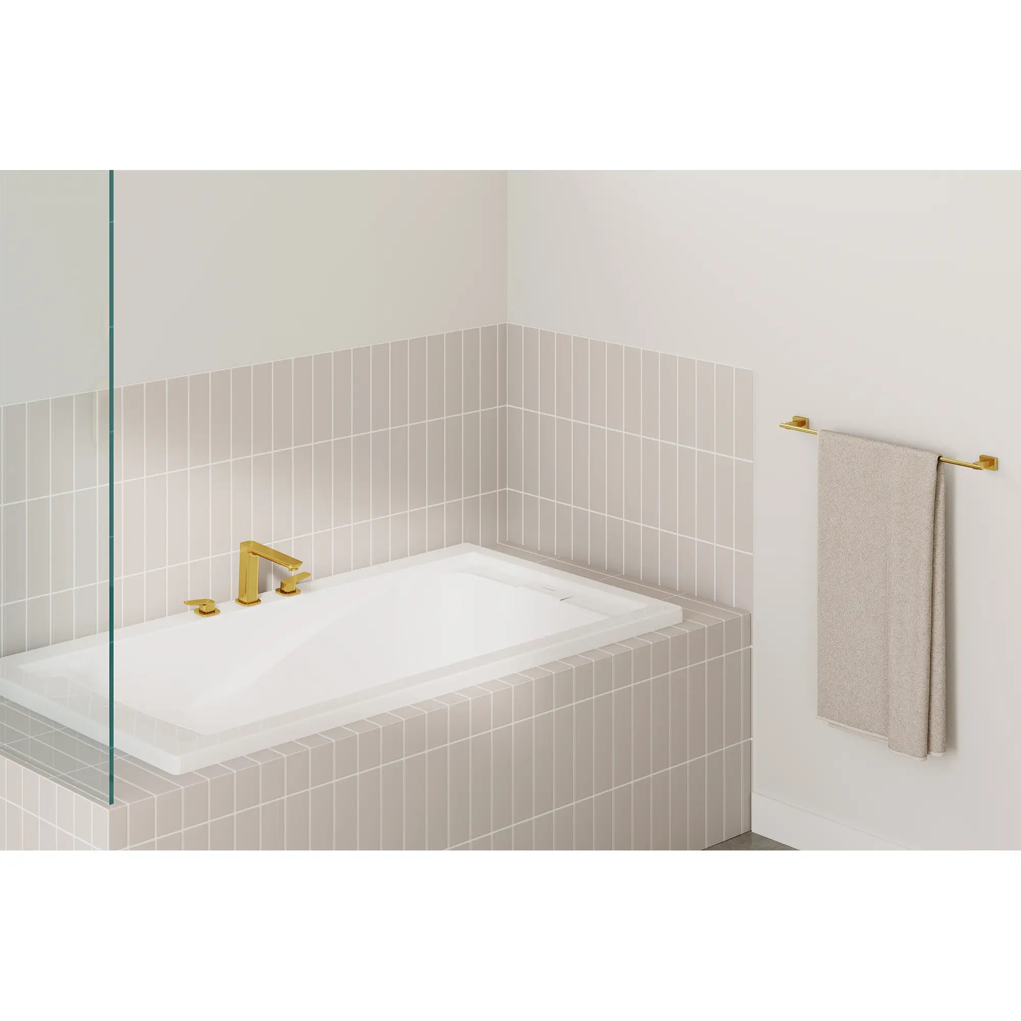 24" Towel Bar // BRUSHED COOL SUNRISE // 253088_Cubeo_EnvironmentMedium_101923GN0_40509GN1_0001_OCTOBER2024_1_CDNwebp.webp