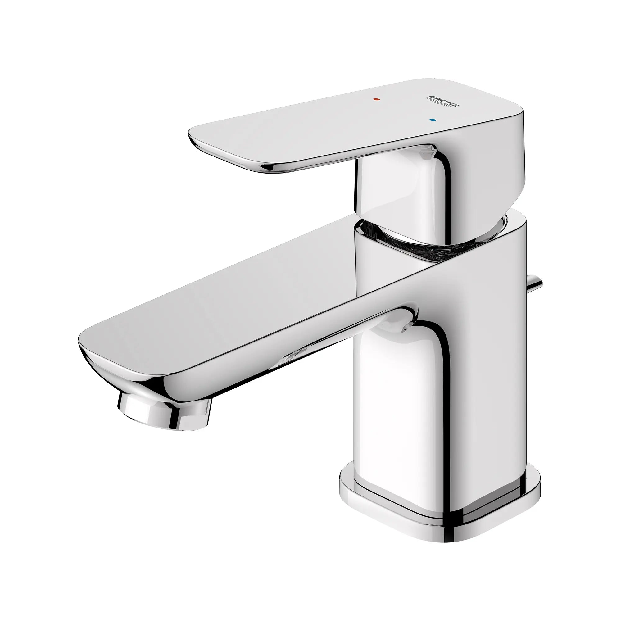 Cubeo Single Hole Single Handle XS-Size Bathroom Faucet, 1.2 gpm (4.5L/min) // GROHE STARLIGHT CHROME // 260477_Cubeo_SiloLeft_1018970000_0001_AUGUST2024_0_CDNwebp.webp