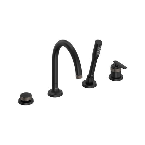 Listra 4-Hole Single-Handle Deck Mount Roman Tub Faucet with 1.75 gpm (6.6L/min) Hand Shower - Matte Black