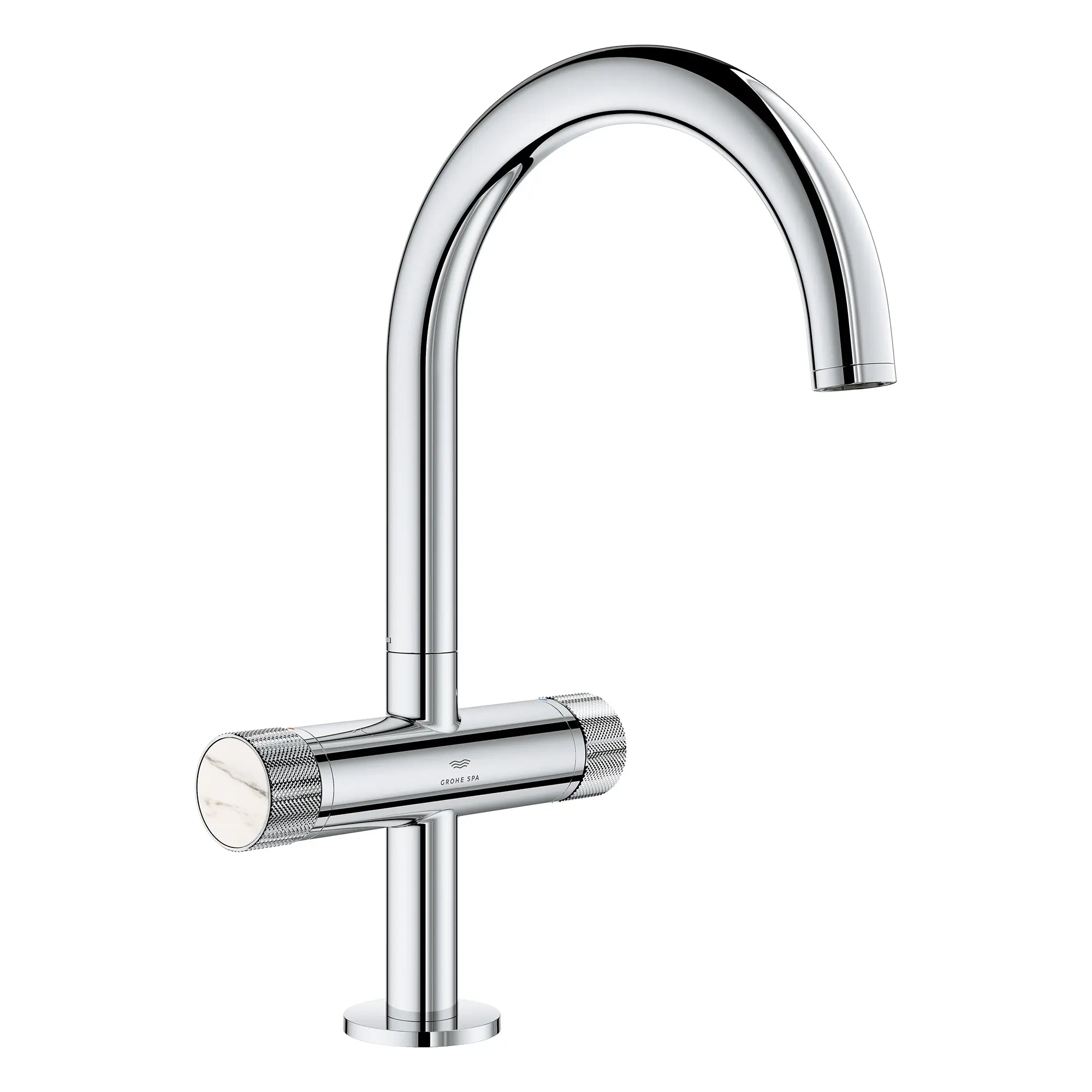 Atrio Private Collection Single Hole 8-Inch Widespread 2-Handle L-Size Bathroom Faucet with Knob Handles, 1.2 GPM (4.5 L/min) // GROHE STARLIGHT CHROME // 265864_Atrio_PC_SiloRight_1053370000_48456_0001_July2025_0_CDNwebp.webp