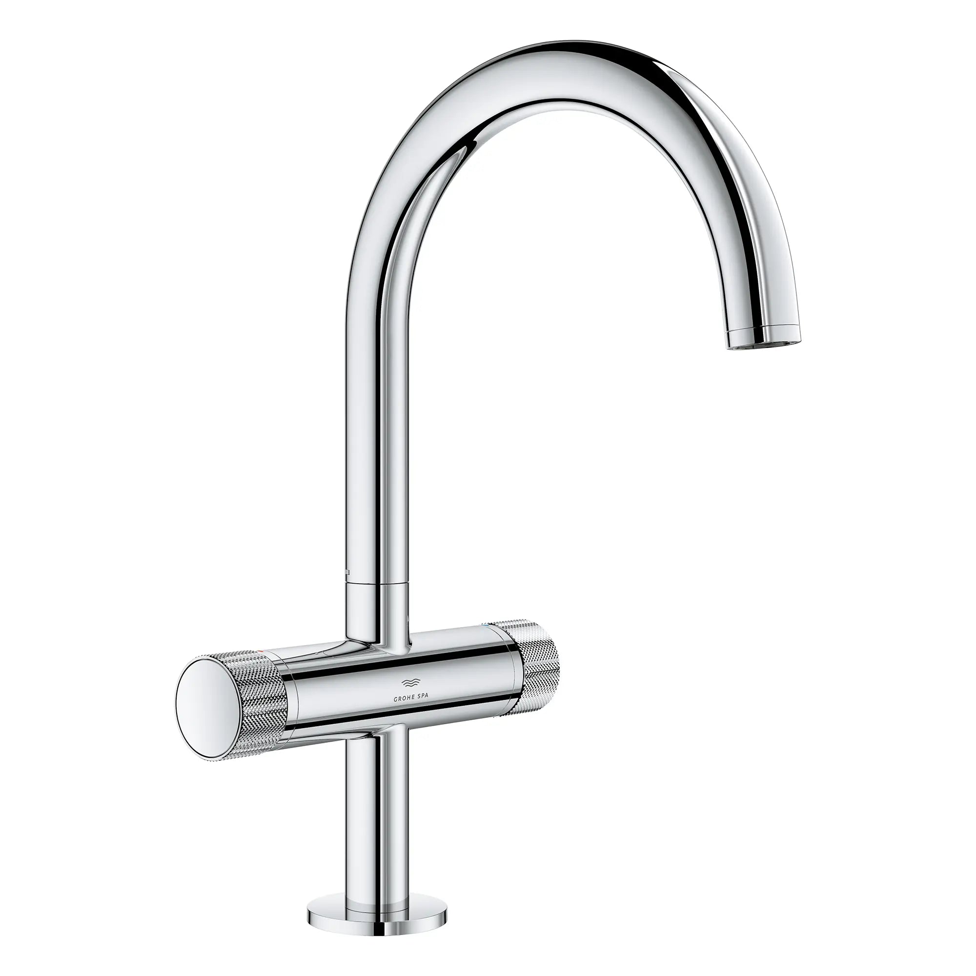 Atrio Private Collection Single Hole 8-Inch Widespread 2-Handle L-Size Bathroom Faucet with Knob Handles, 1.2 GPM (4.5 L/min) // GROHE STARLIGHT CHROME // 265870_Atrio_PC_SiloRight_1053370000_0001_July2025_0_CDNwebp.webp