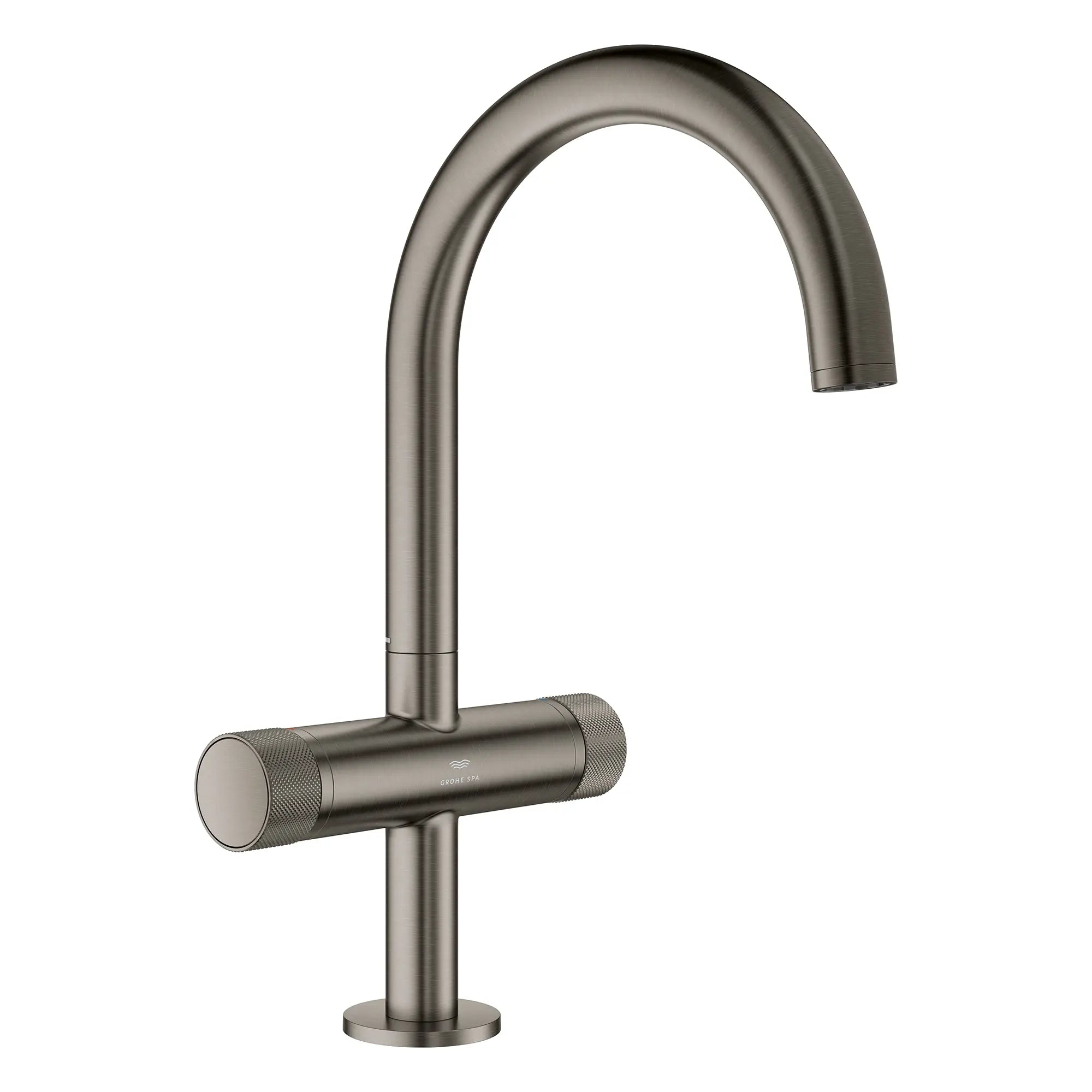 Atrio Private Collection Single Hole 8-Inch Widespread 2-Handle L-Size Bathroom Faucet with Knob Handles, 1.2 GPM (4.5 L/min) // BRUSHED HARD GRAPHITE // 265885_Atrio_PC_SiloRight_105337AL00_0001_July2025_0_CDNwebp.webp