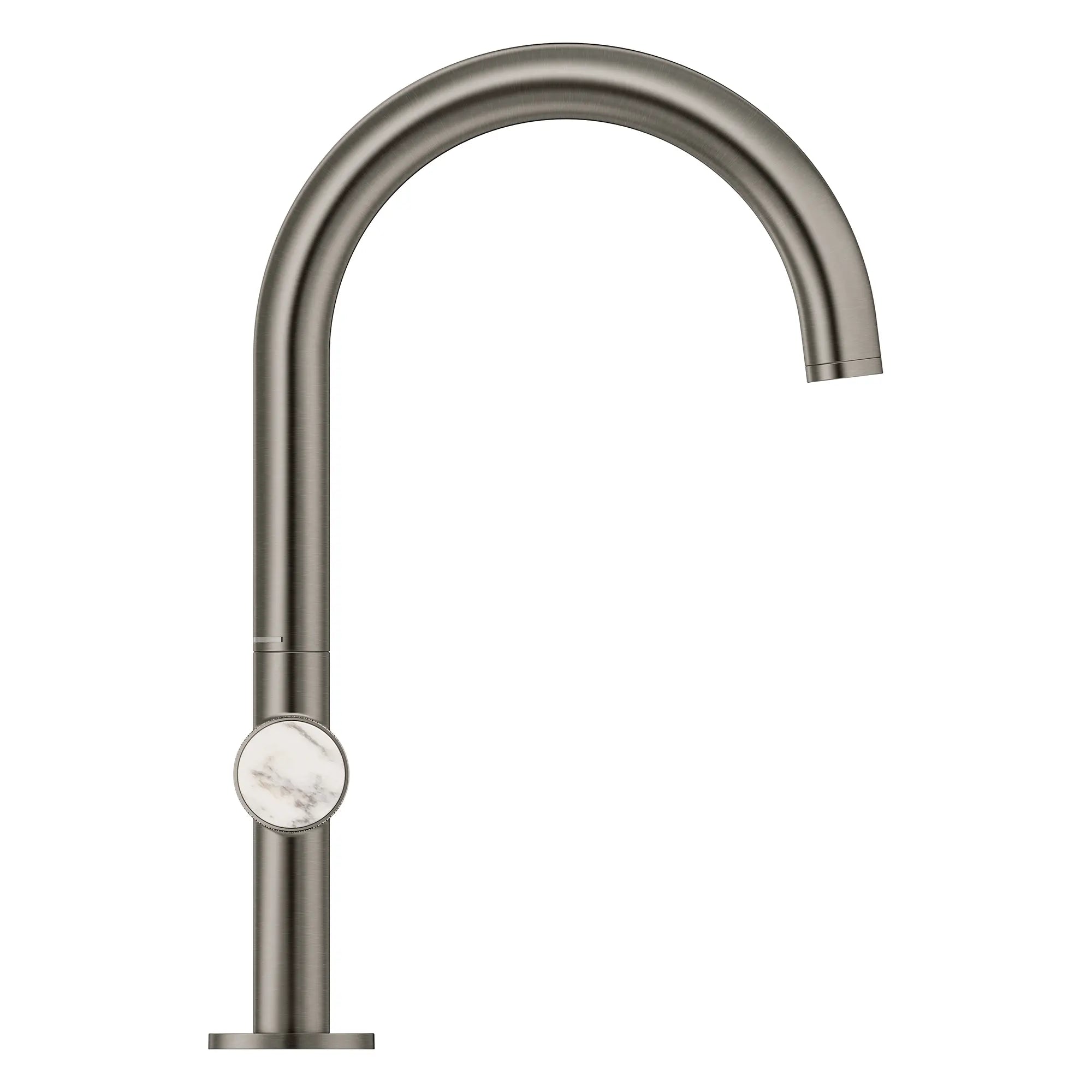Atrio Private Collection Single Hole 8-Inch Widespread 2-Handle L-Size Bathroom Faucet with Knob Handles, 1.2 GPM (4.5 L/min) // BRUSHED HARD GRAPHITE // 265891_Atrio_PC_SiloSide_105337AL00_48456_0001_July2025_0_CDNwebp.webp