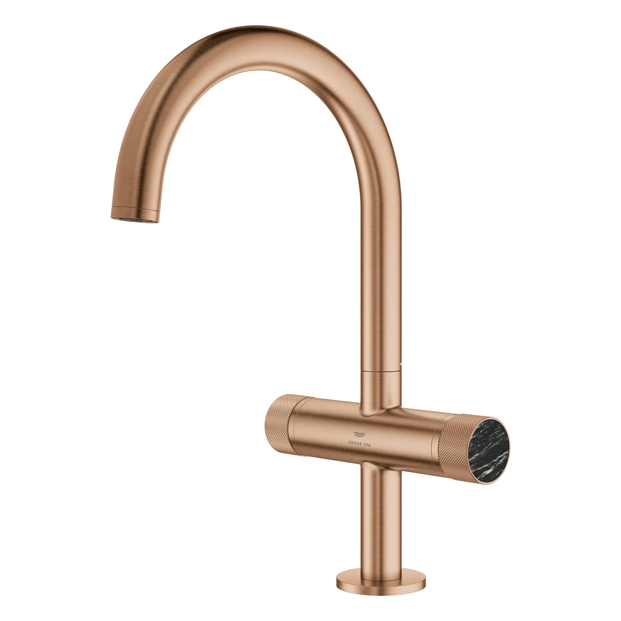 Atrio Private Collection Single Hole 8-Inch Widespread 2-Handle L-Size Bathroom Faucet with Knob Handles, 1.2 GPM (4.5 L/min) // BRUSHED WARM SUNSET // 265975_Atrio_PC_SiloLeft_105337DL00_48457_0001_July2025_0_CDNwebp.webp
