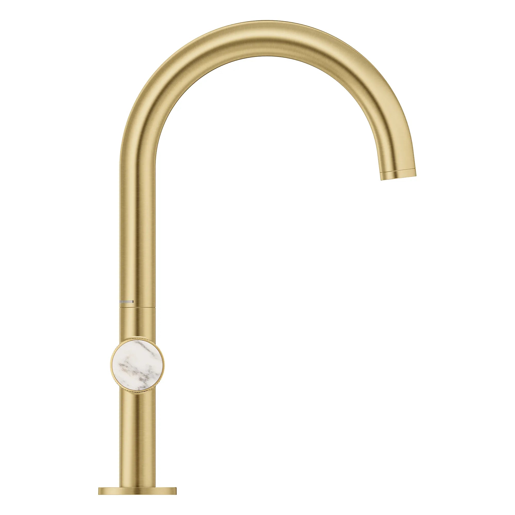 Atrio Private Collection Single Hole 8-Inch Widespread 2-Handle L-Size Bathroom Faucet with Knob Handles, 1.2 GPM (4.5 L/min) // BRUSHED COOL SUNRISE // 265992_Atrio_PC_SiloSide_105337GN00_48456_0001_July2025_0_CDNwebp.webp